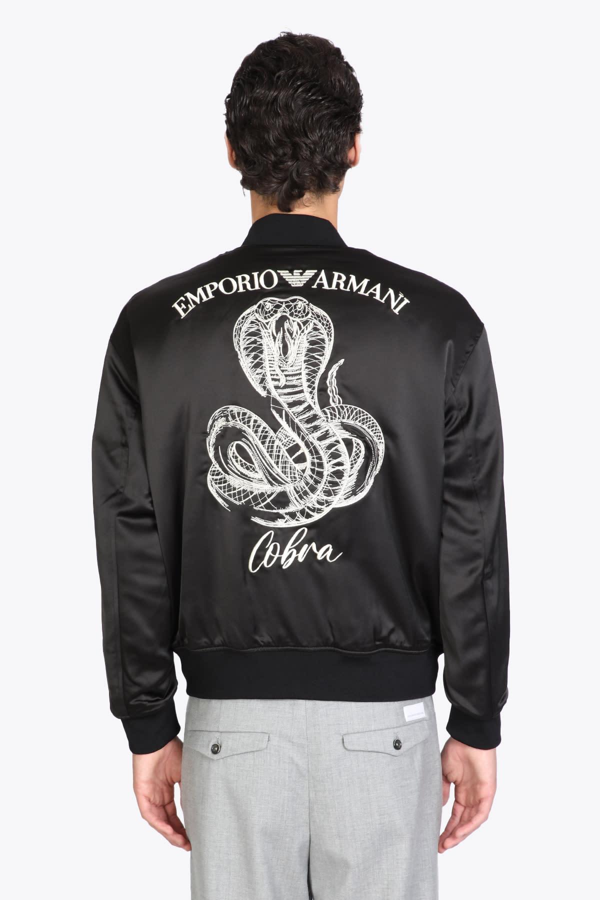 Emporio Armani Blouson Jacket Black Satin Bomber Jacket With Cobra  Embroidery. for Men | Lyst