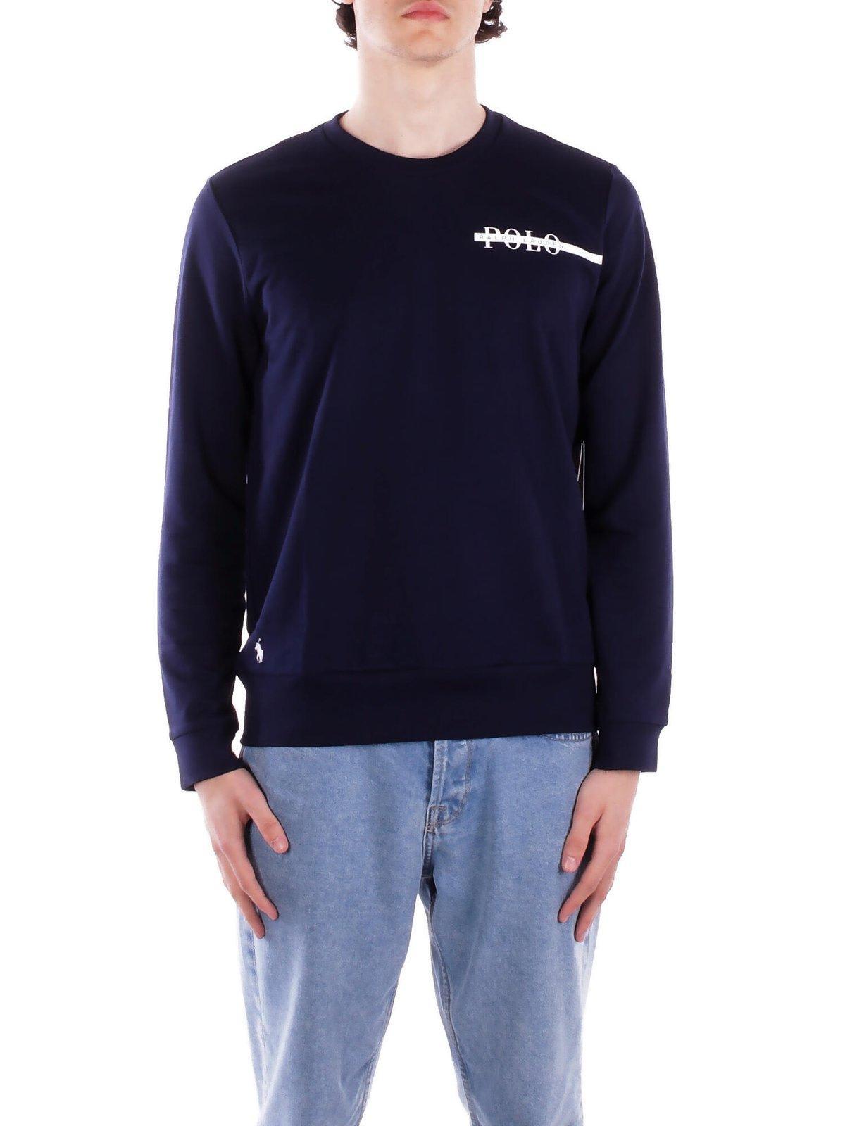 Ralph Lauren Logo Printed Long Sleeved T-Shirt in Blue for