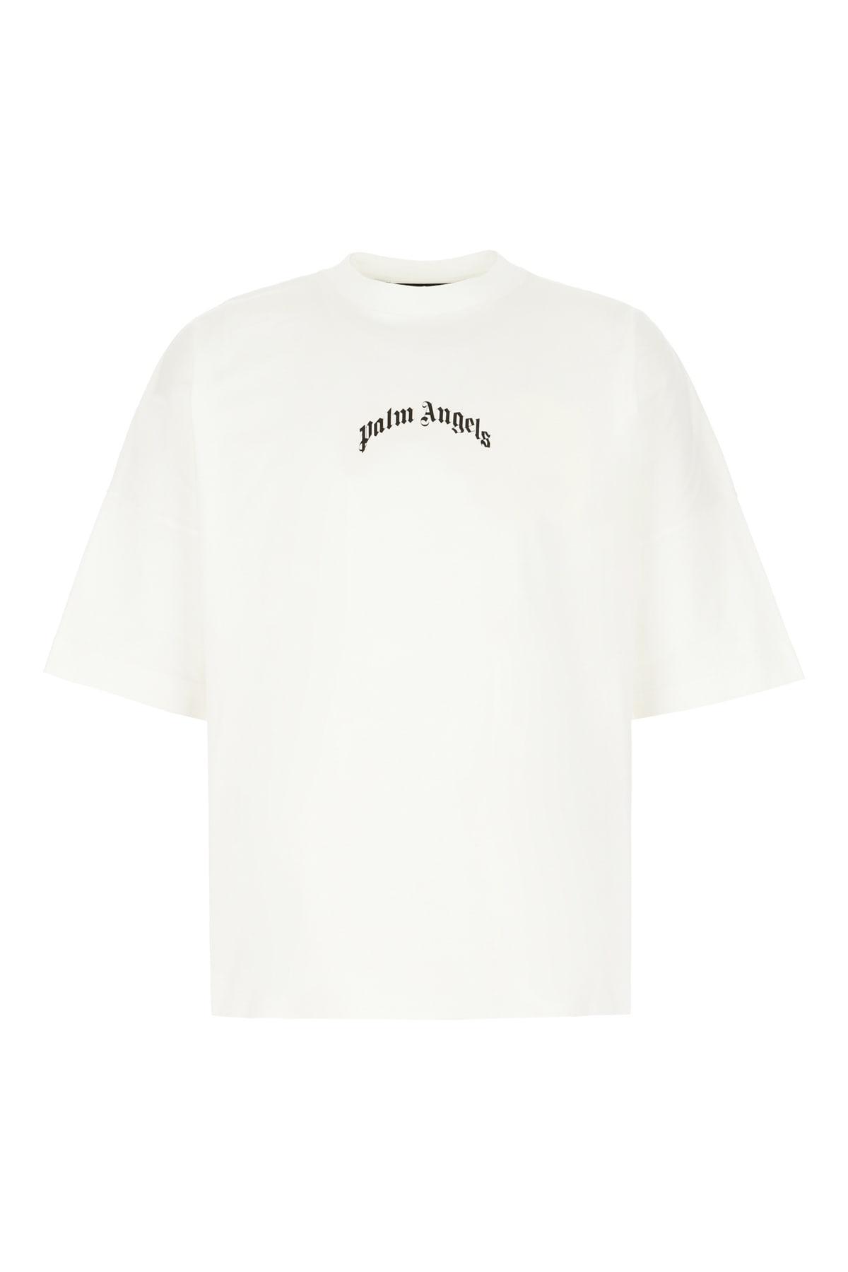 【関税無・国内発】Palm Angels / Neck Logo T-Shirt /Off White Palm Angels neck-logo T-shirt | White | FARFETCH