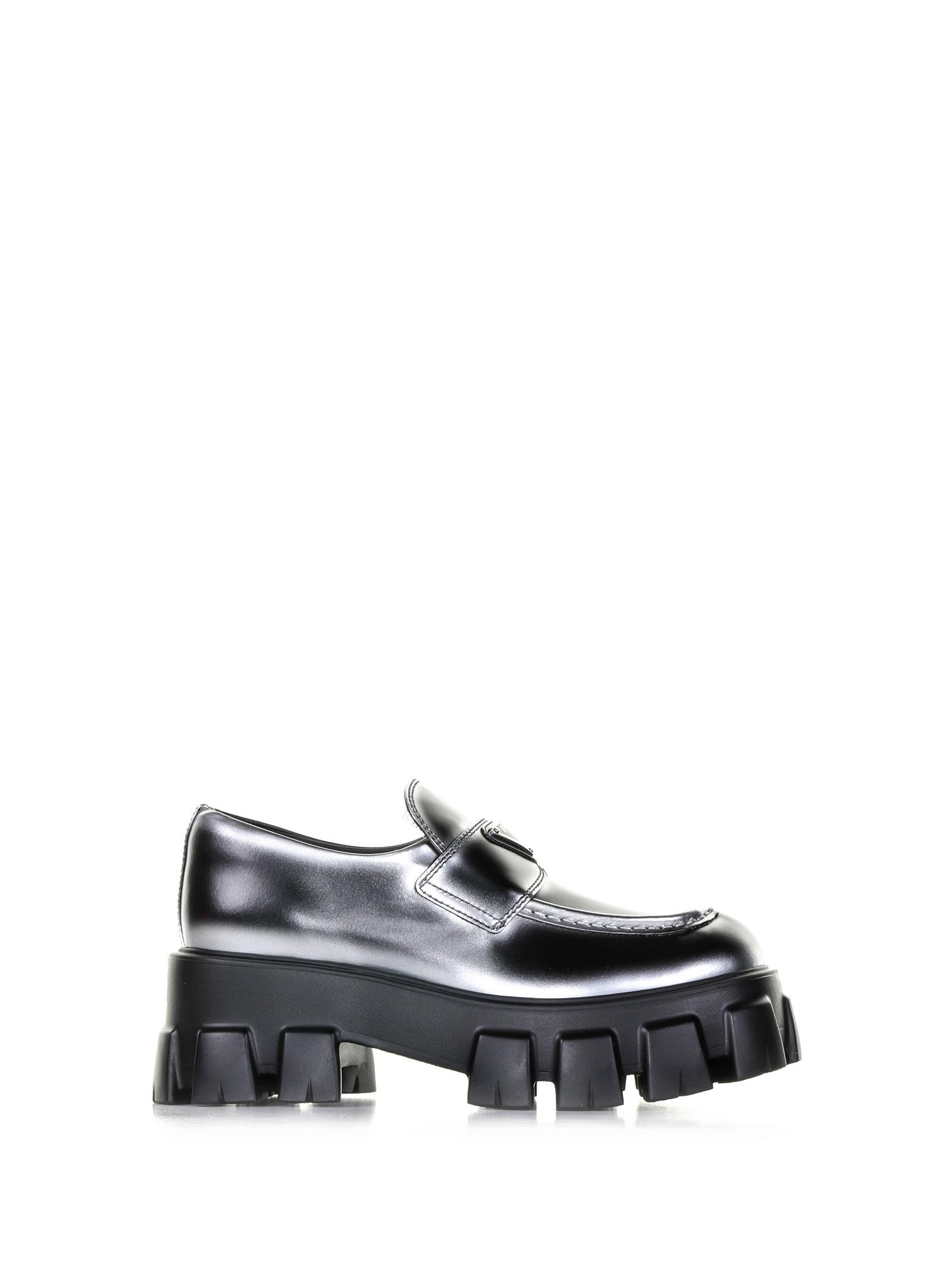 Prada Monolith Loafers In Leather in White | Lyst