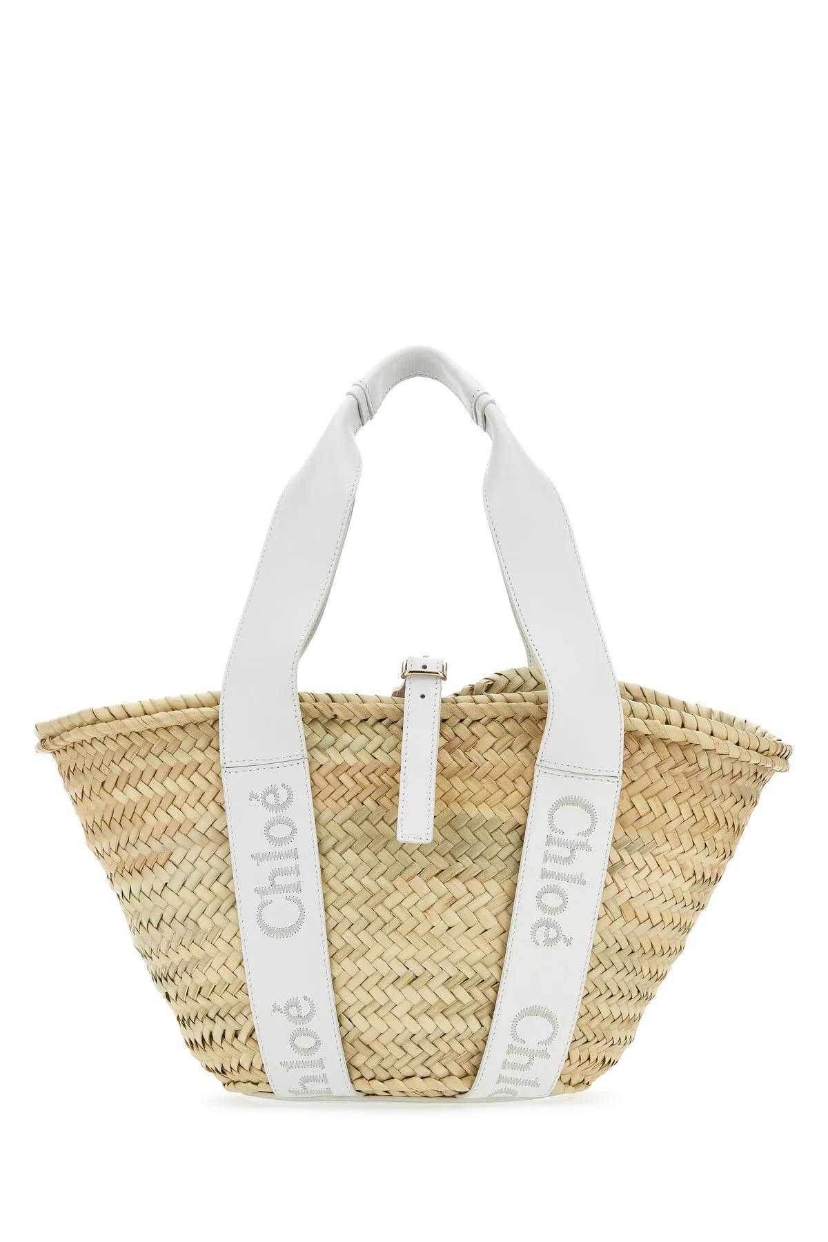 Chloé Raffia Sense Handbag in White | Lyst