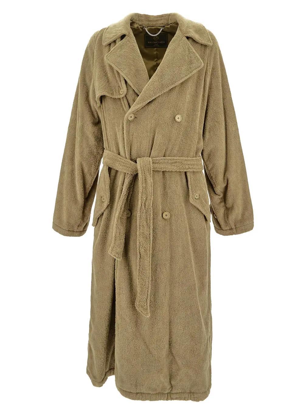 Balenciaga Oversized Cotton Towel Trench Coat in Natural Lyst