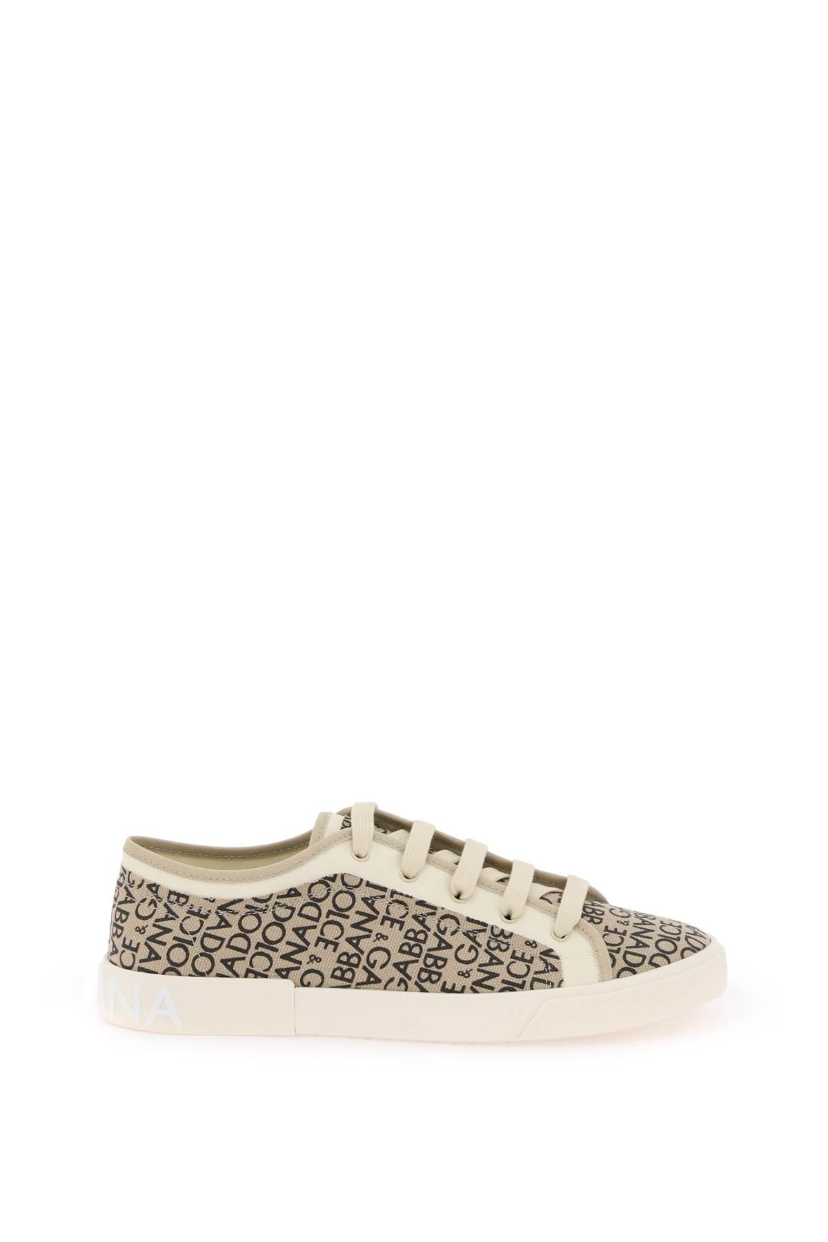 Dolce Gabbana Portofino Vintage Printed Canvas Sneakers for Men Lyst