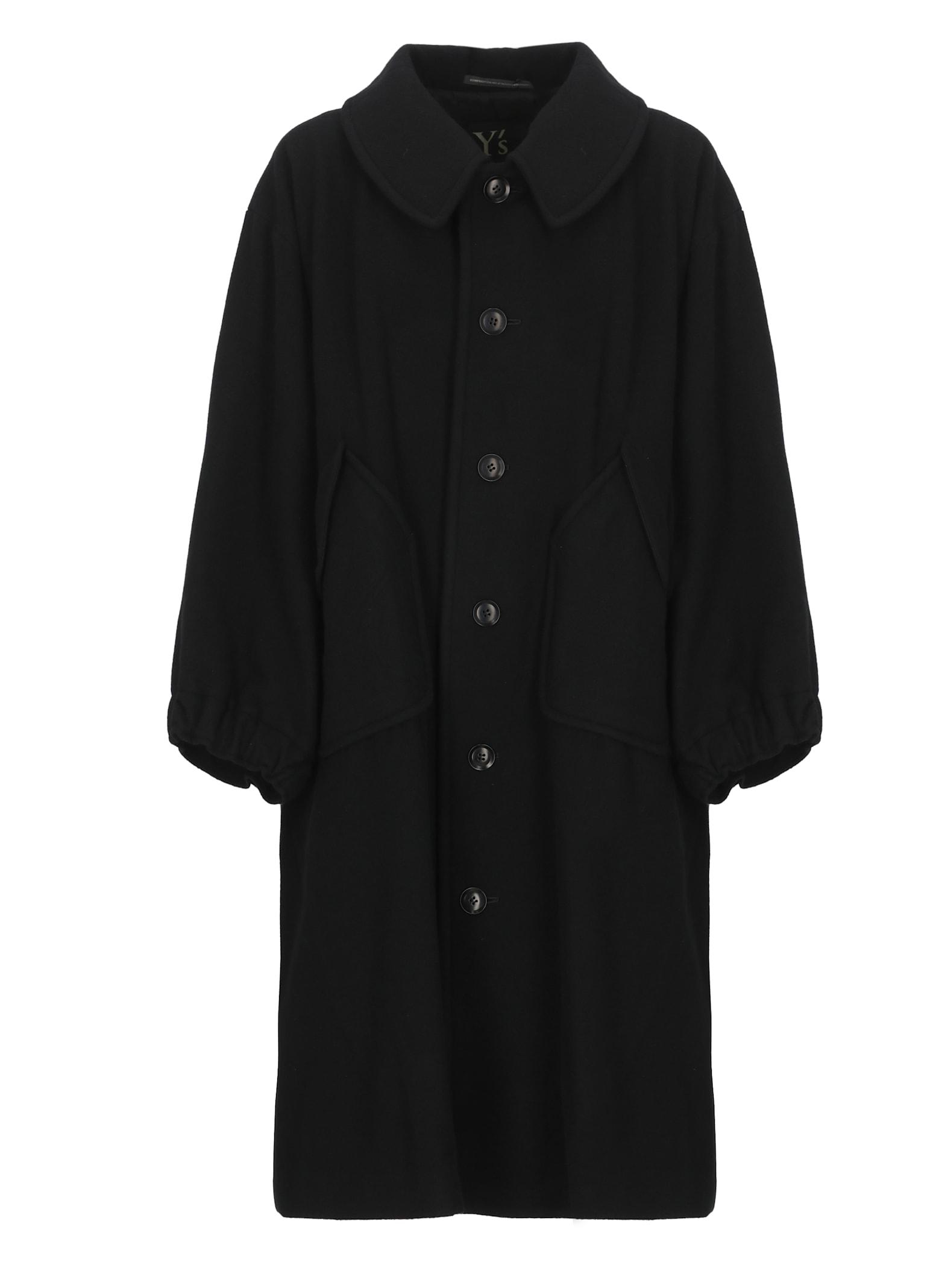 Y's ワイズ 半袖リネンモッズコート YOHJI YAMAMOTO COAT GREY HOUNDSTOOTH R DOUBLE LAYERED LONG COAT(XS Blackxgray
