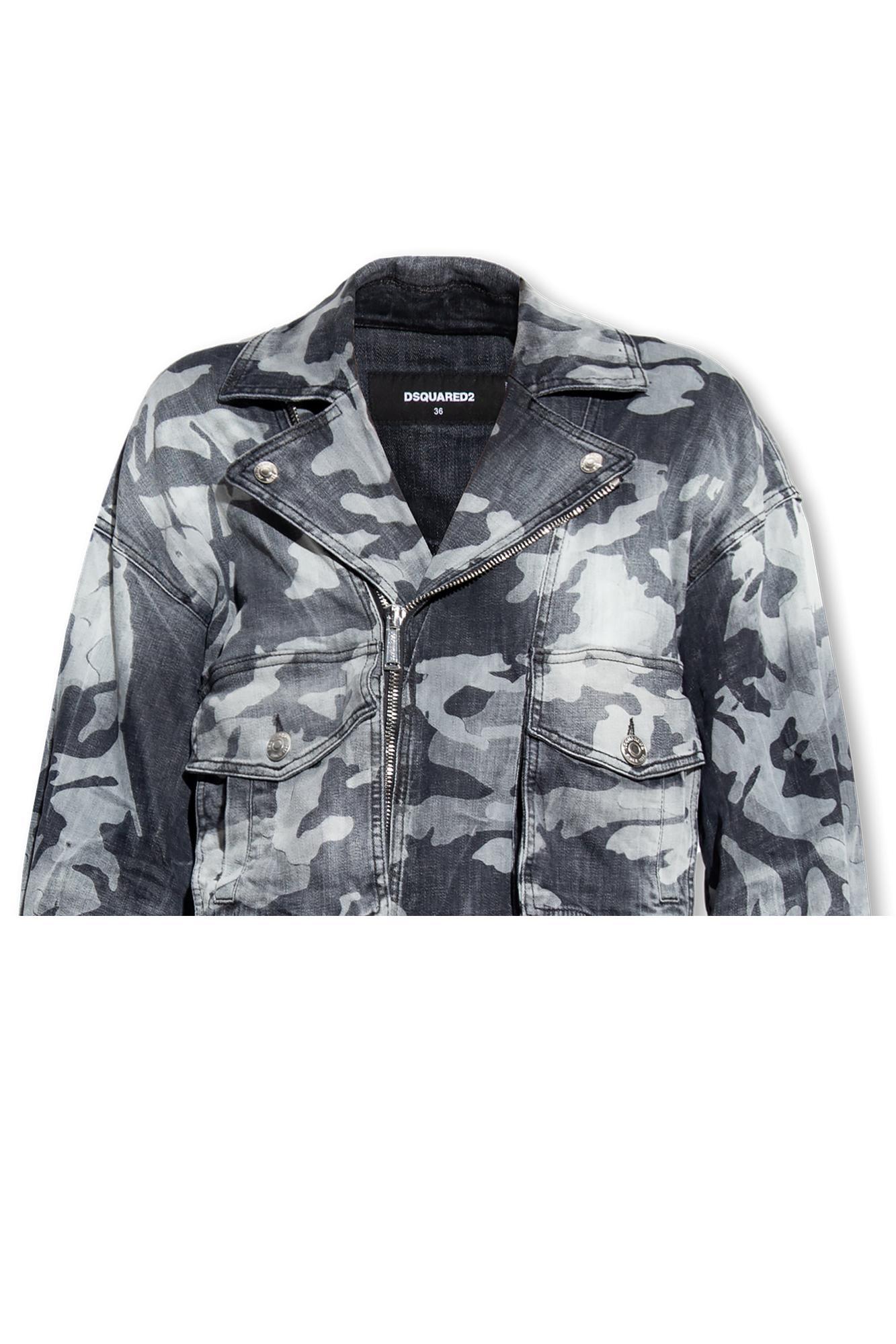 DSquared Denim Jacket With Camo Motif in Black Lyst UK