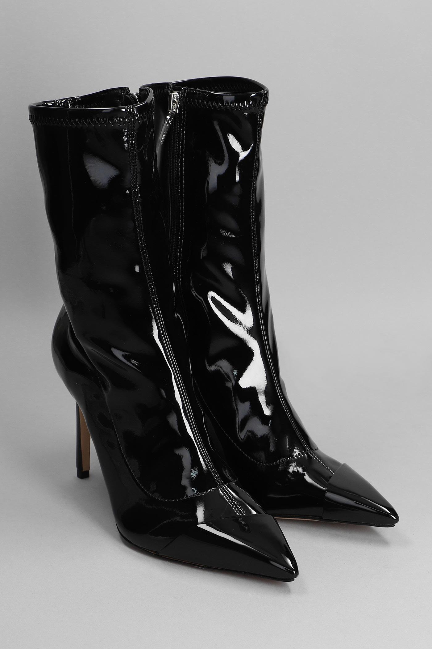 SCHUTZ SHOES Luh High Heels Ankle Boots In Black Patent Leather | Lyst