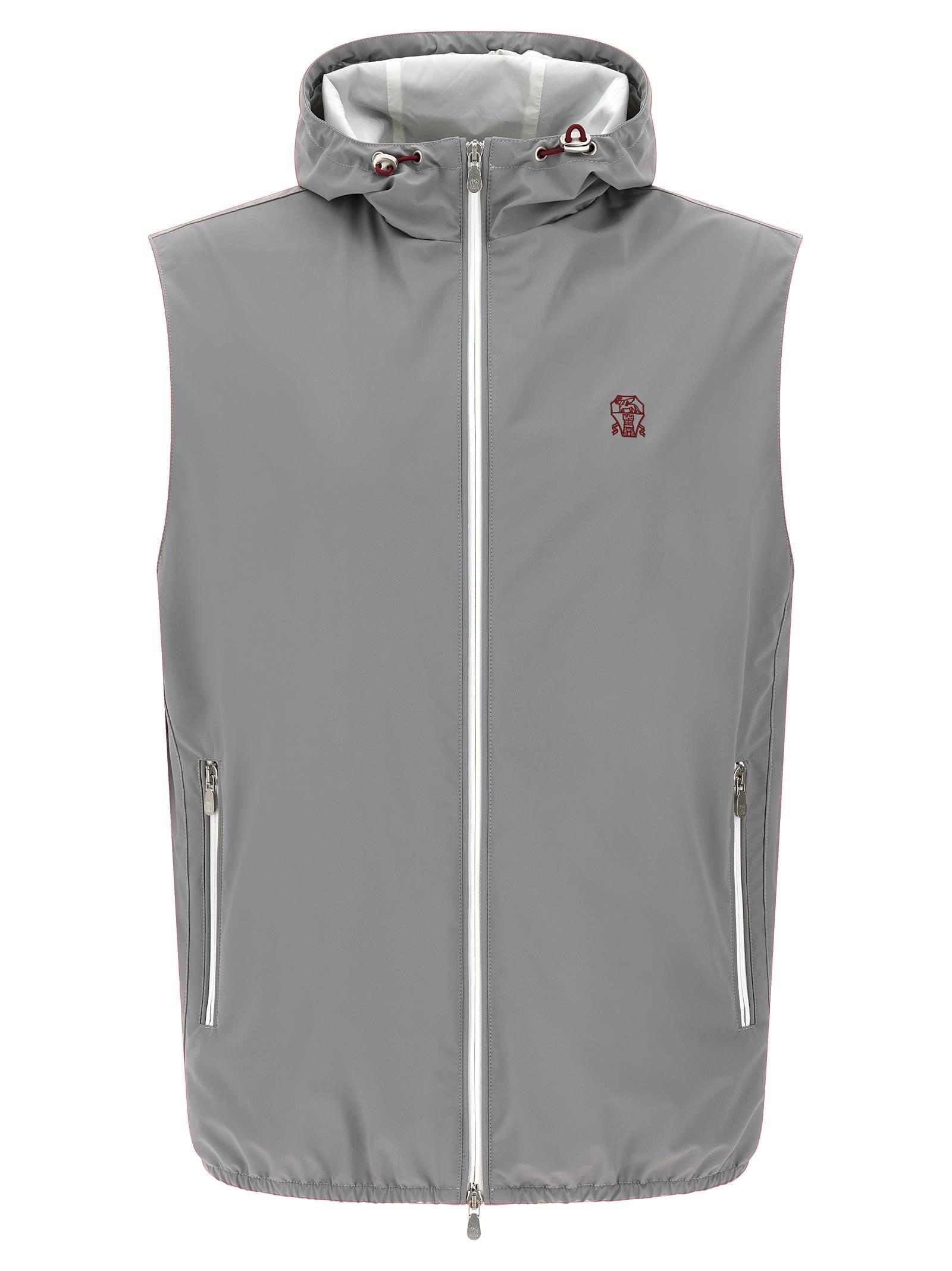 ベスト・ジレ BRUNELLO CUCINELLI Water-repellent vest Gray Brunello Cucinelli Water-Repellent Vest in Gray for Men | Lyst