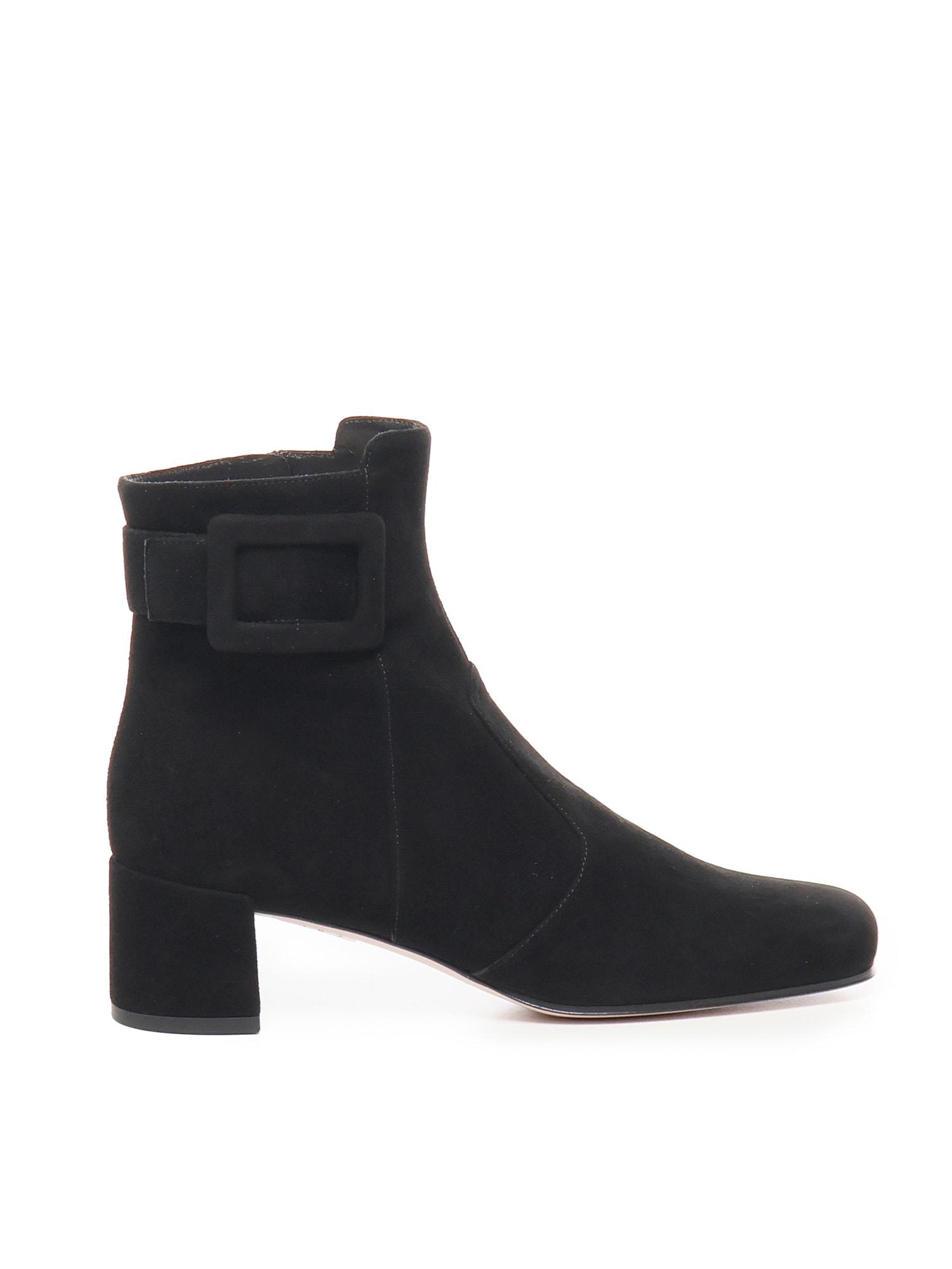 Roger Vivier Black Viv Canard Suede Ankle Boots Roger Vivier
