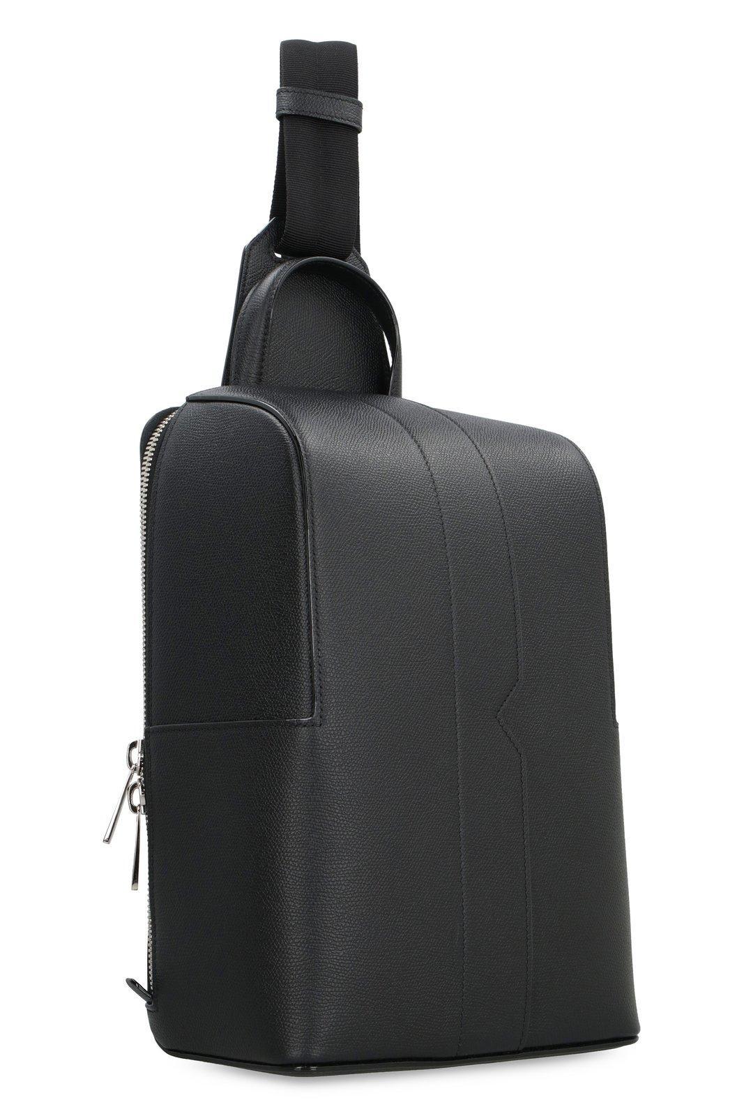 Valextra V-line One Shoulder Backpack in Black for Men