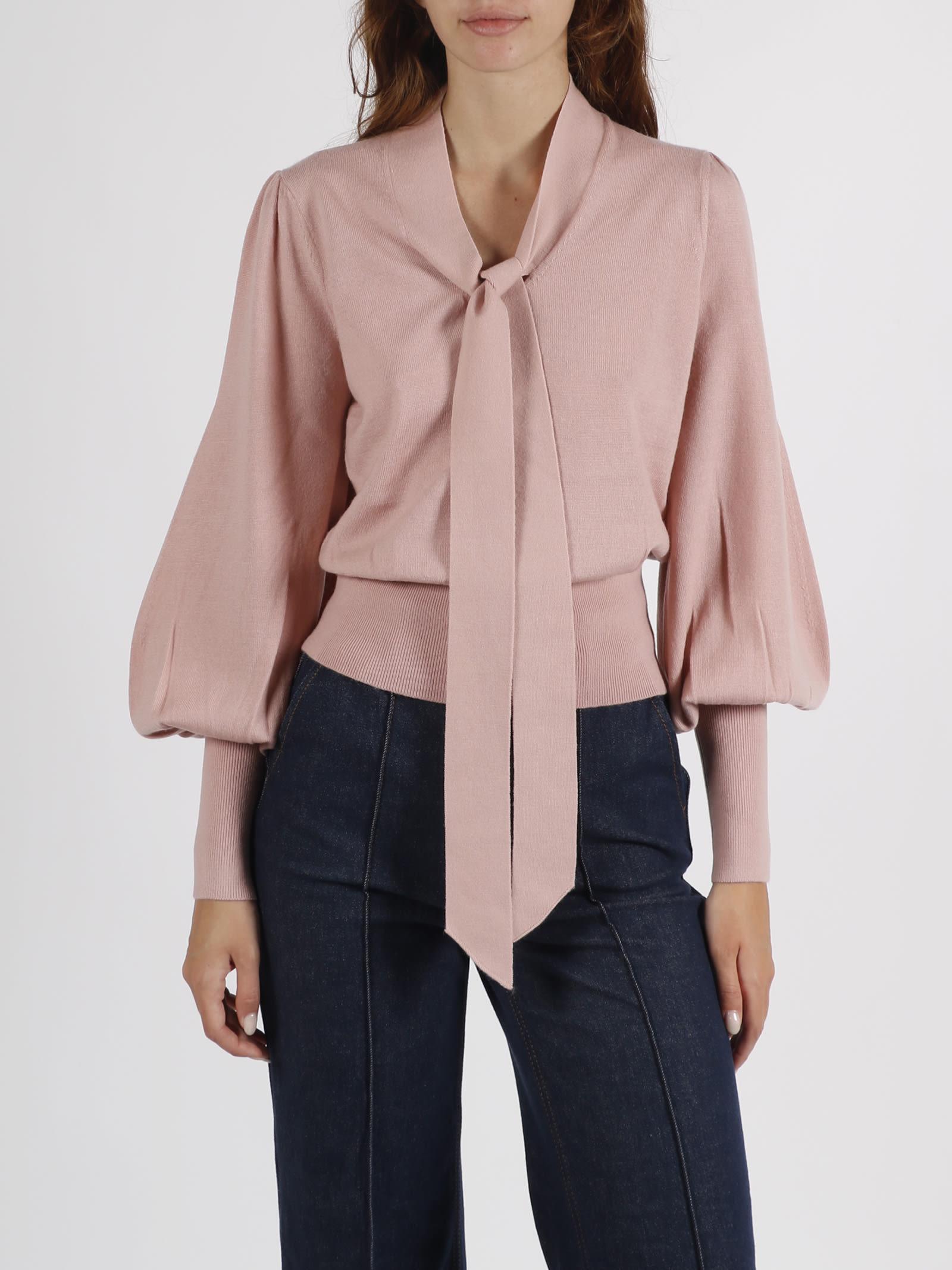 Zimmermann Tie Neck Sweater in Pink Lyst