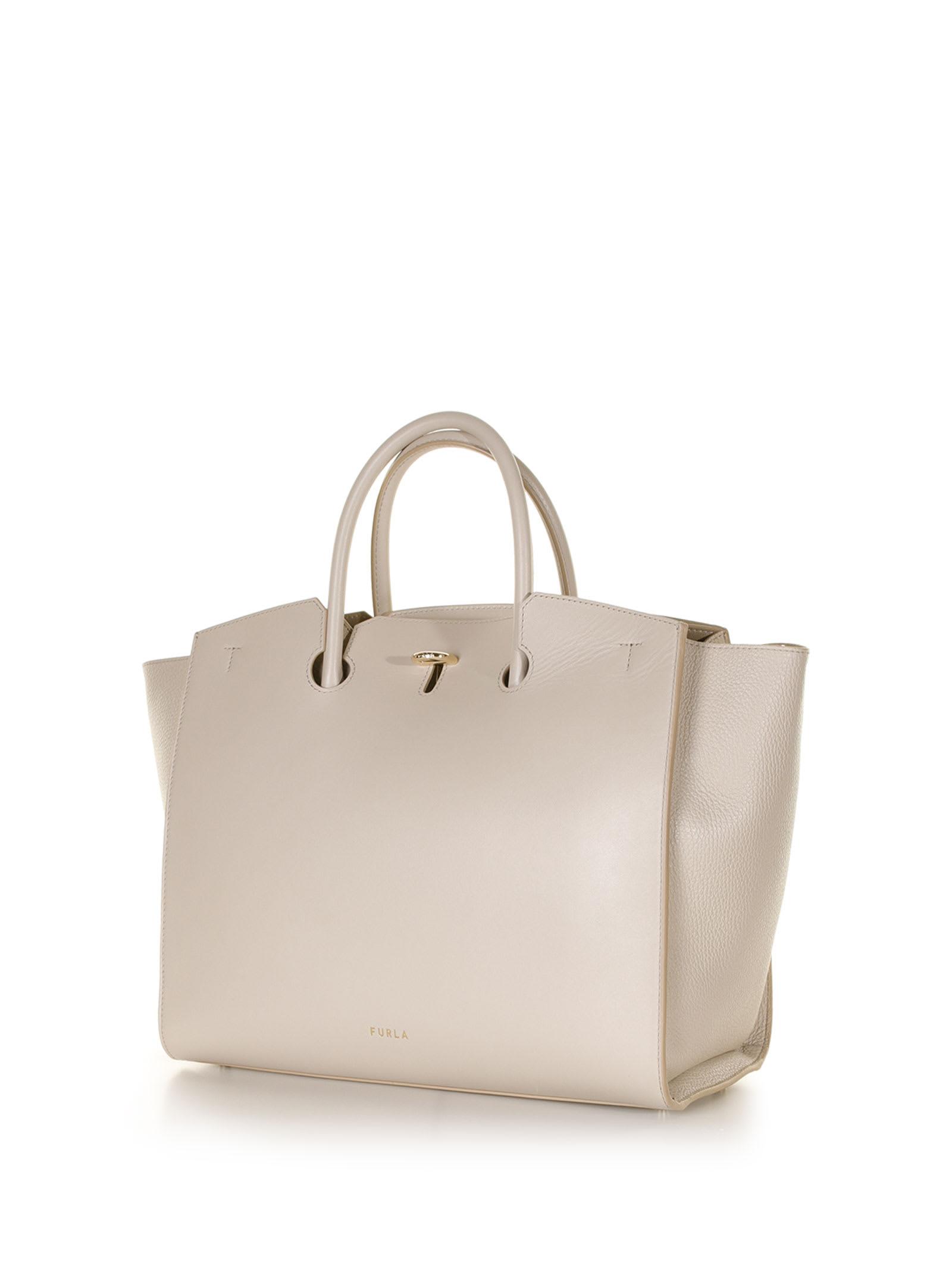 Furla Genesi L Leather Shopping Bag in Natural