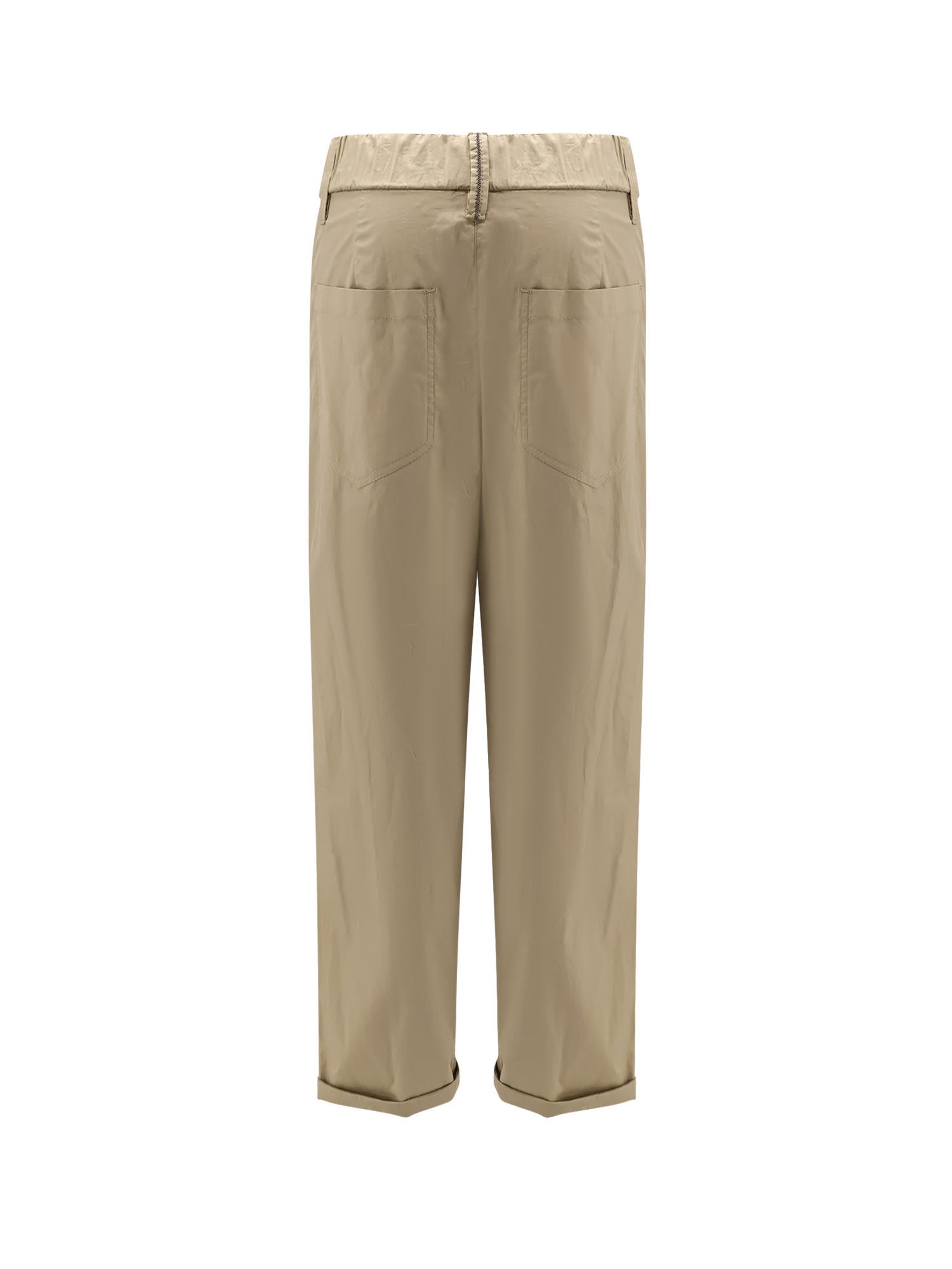 パンツ BRUNELLO CUCINELLI Cotton trousers with Monili detail Kaki Brunello Cucinelli Cotton Trousers With Monili Detail in