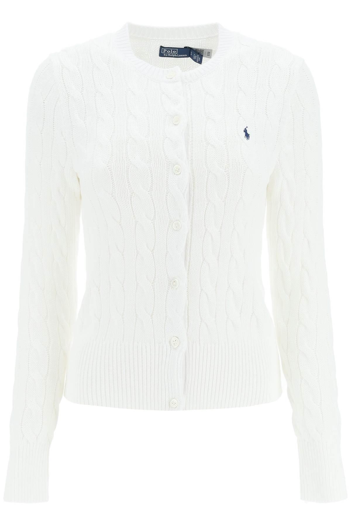 Polo Ralph Lauren Plaited Cotton Cardigan in White | Lyst