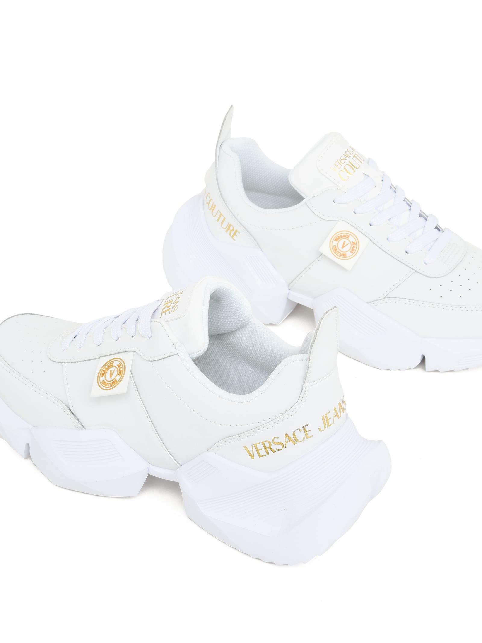 Versace Jeans Couture Leather Running Sneakers With Oversized Outsole in  White | Lyst