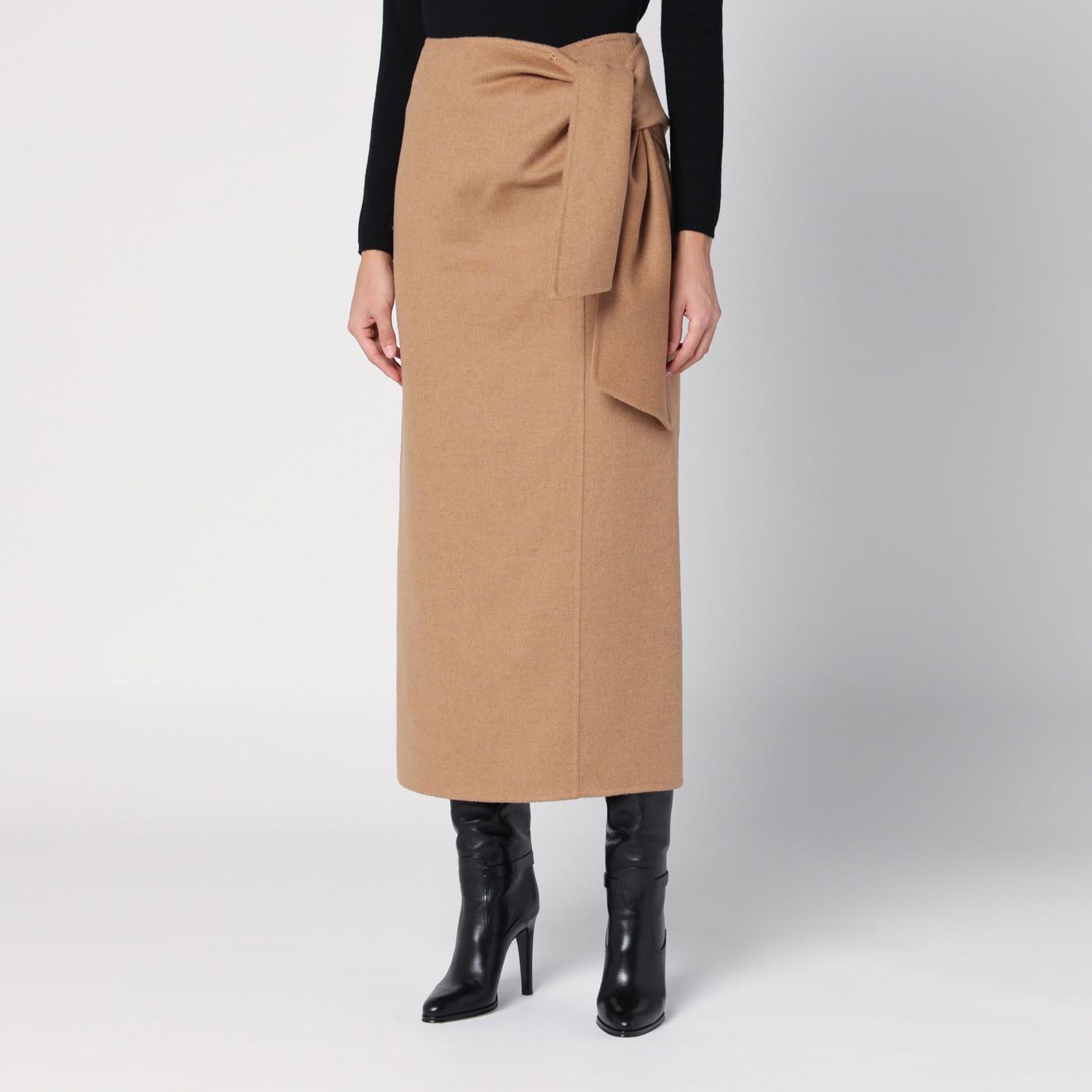 Max Mara Camel Midi Skirt in Natural | Lyst