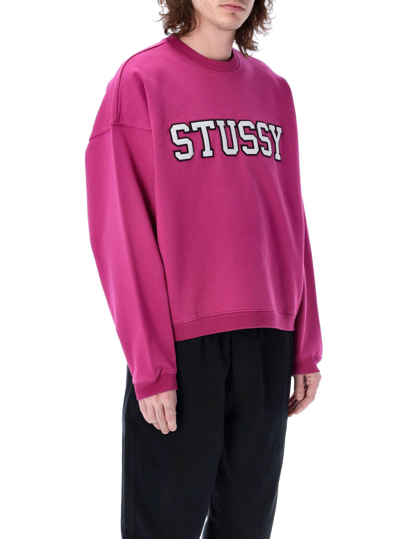 Stussy Relaxed Logo Crewneck in Pink for Men | Lyst