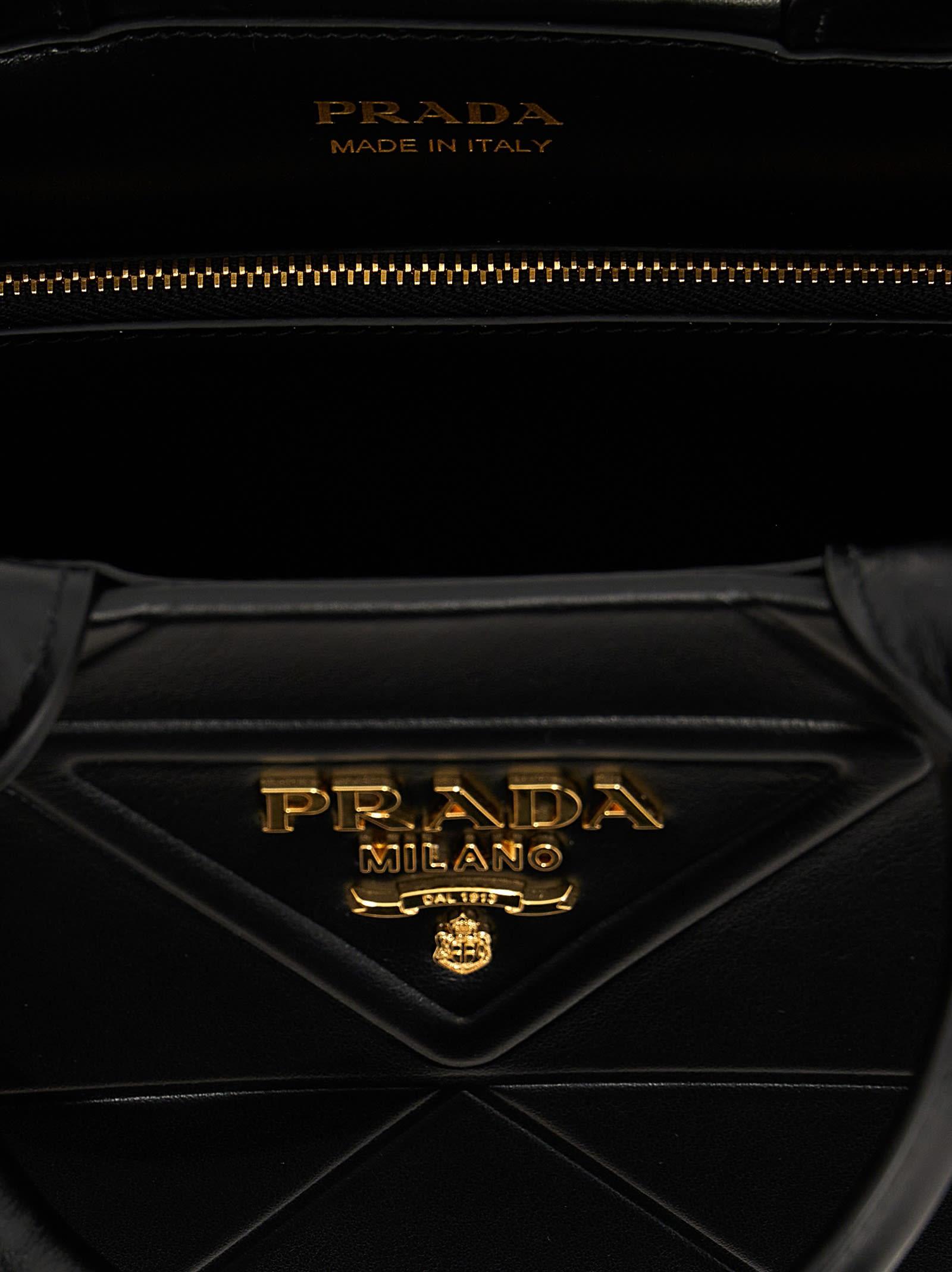 Prada Small Leather Logo Shopping Bag in Black