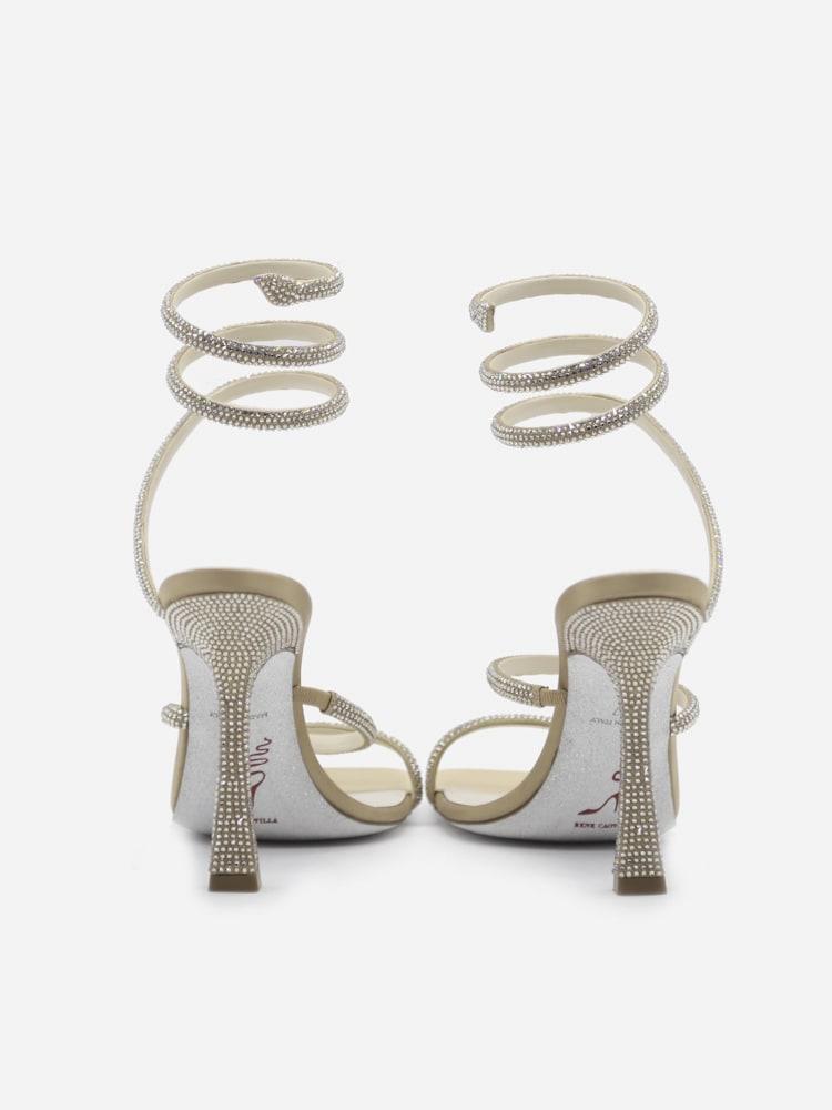 Rene Caovilla Cleo Sandals In Satin With All-over Crystals - Lyst