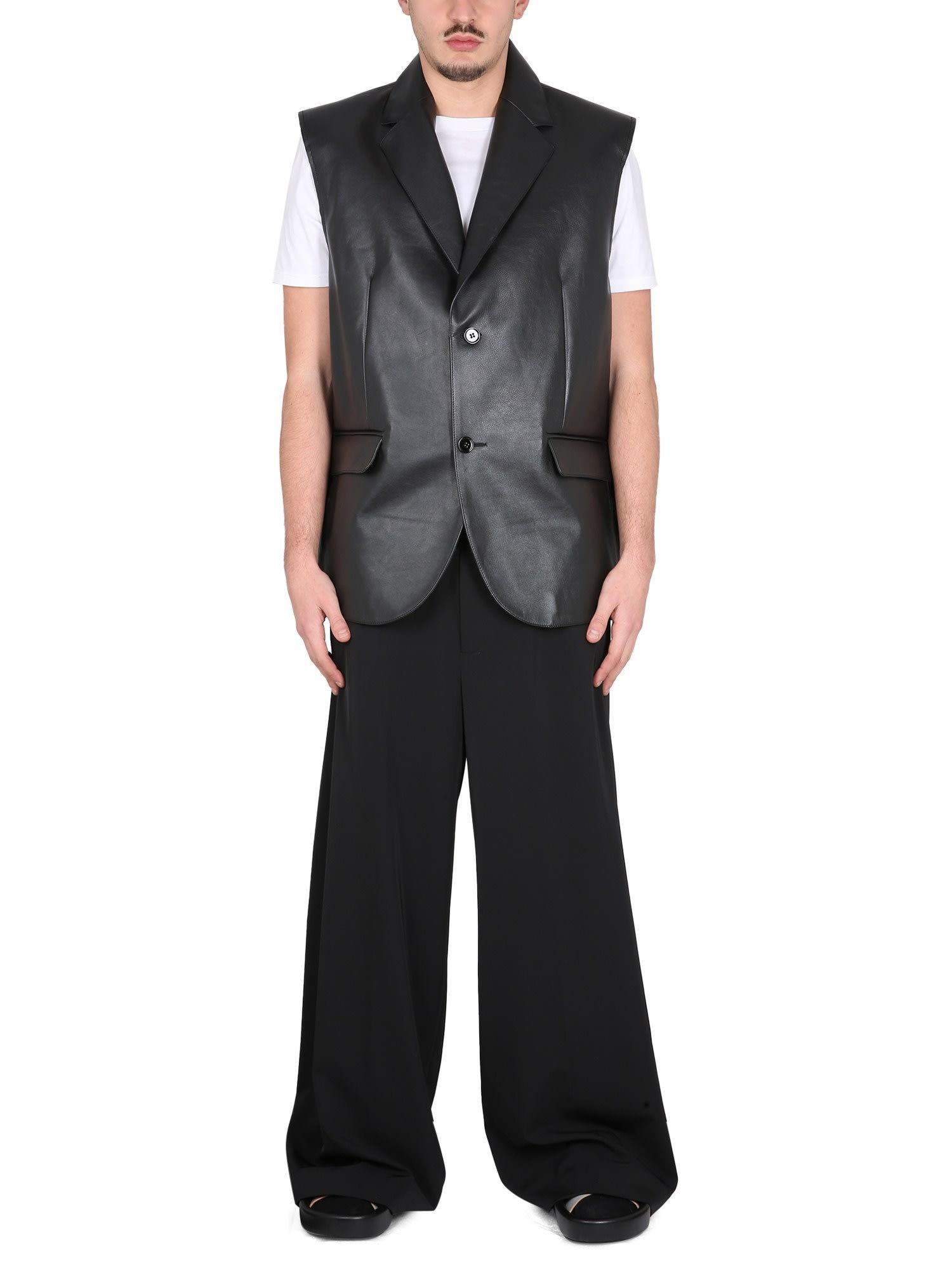 MM6 by Maison Margiela Leather Vest in Gray | Lyst
