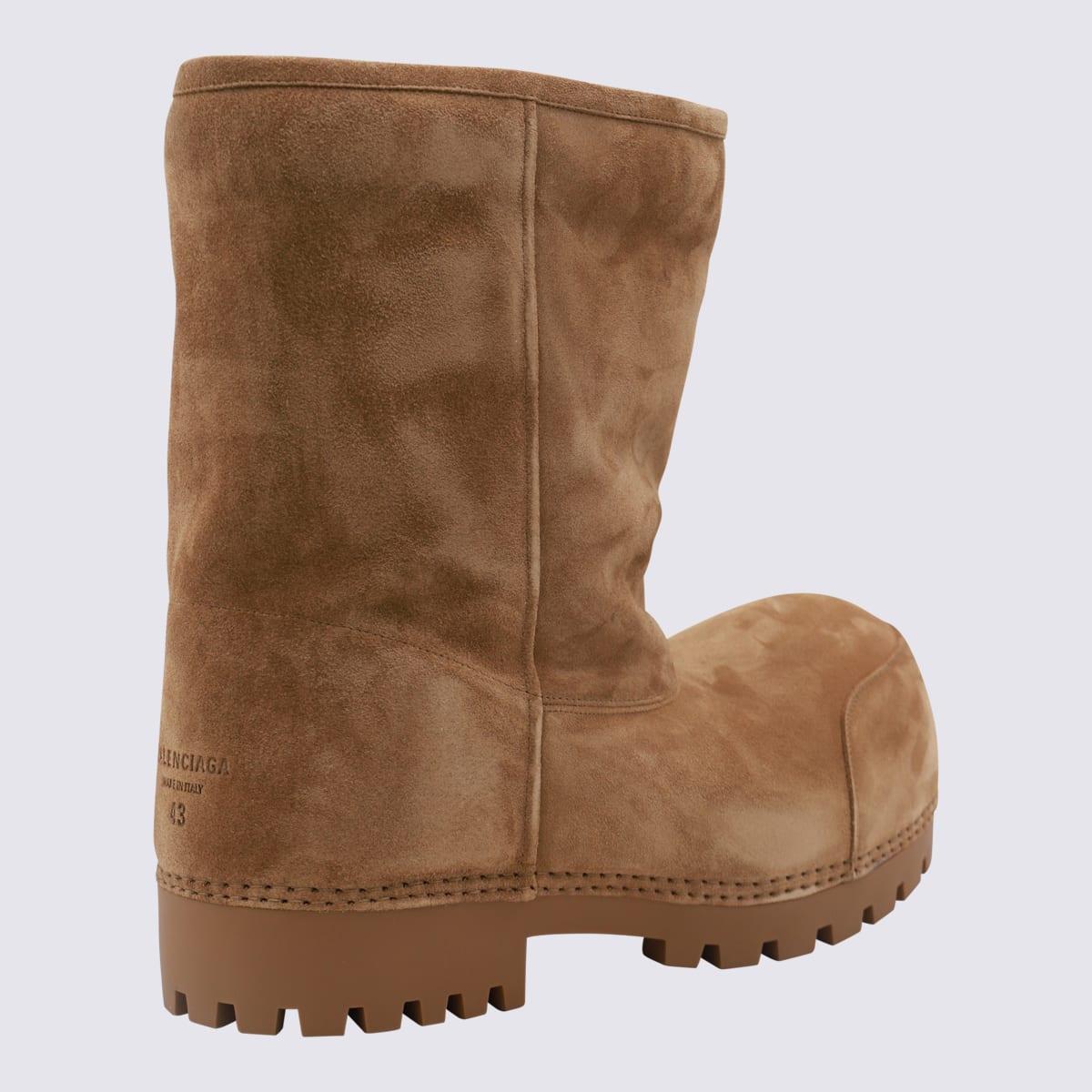 Balenciaga Alaska Fur High Boots in Brown | Lyst