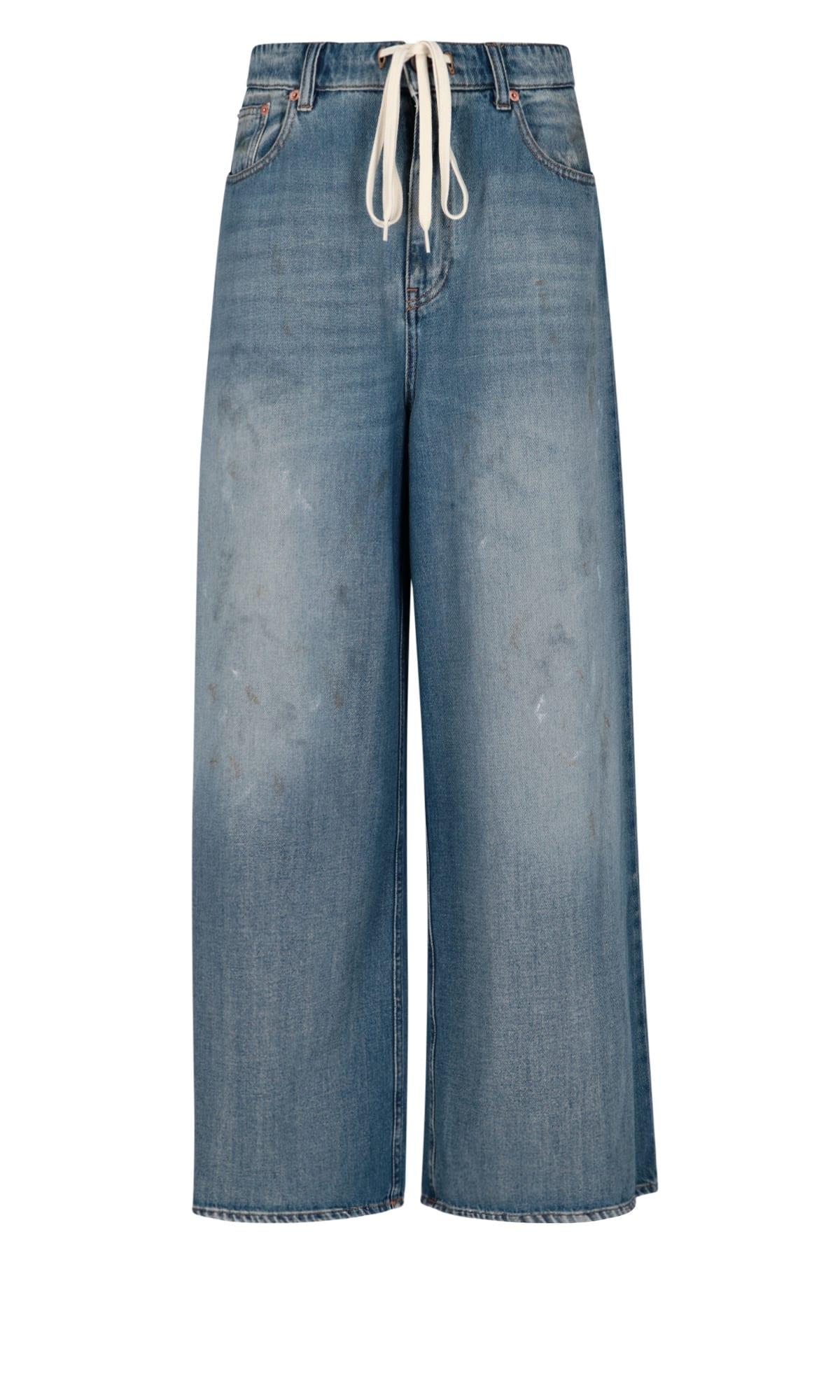 MM6 by Maison Martin Margiela Wide Drawstring Jeans in Blue