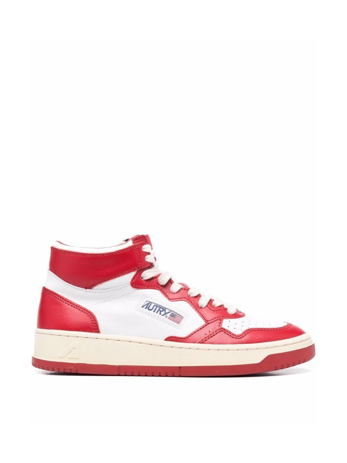 Autry Leather Mid Sneakers in Red Lyst