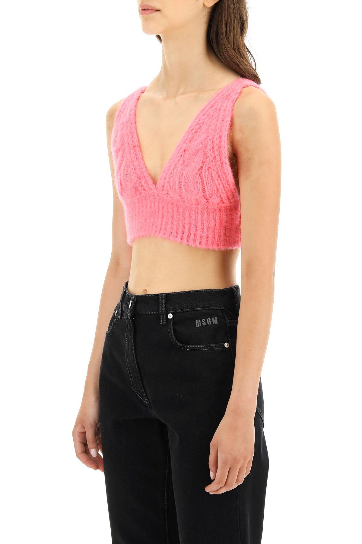 MSGM Mohair Bralette Top in Pink