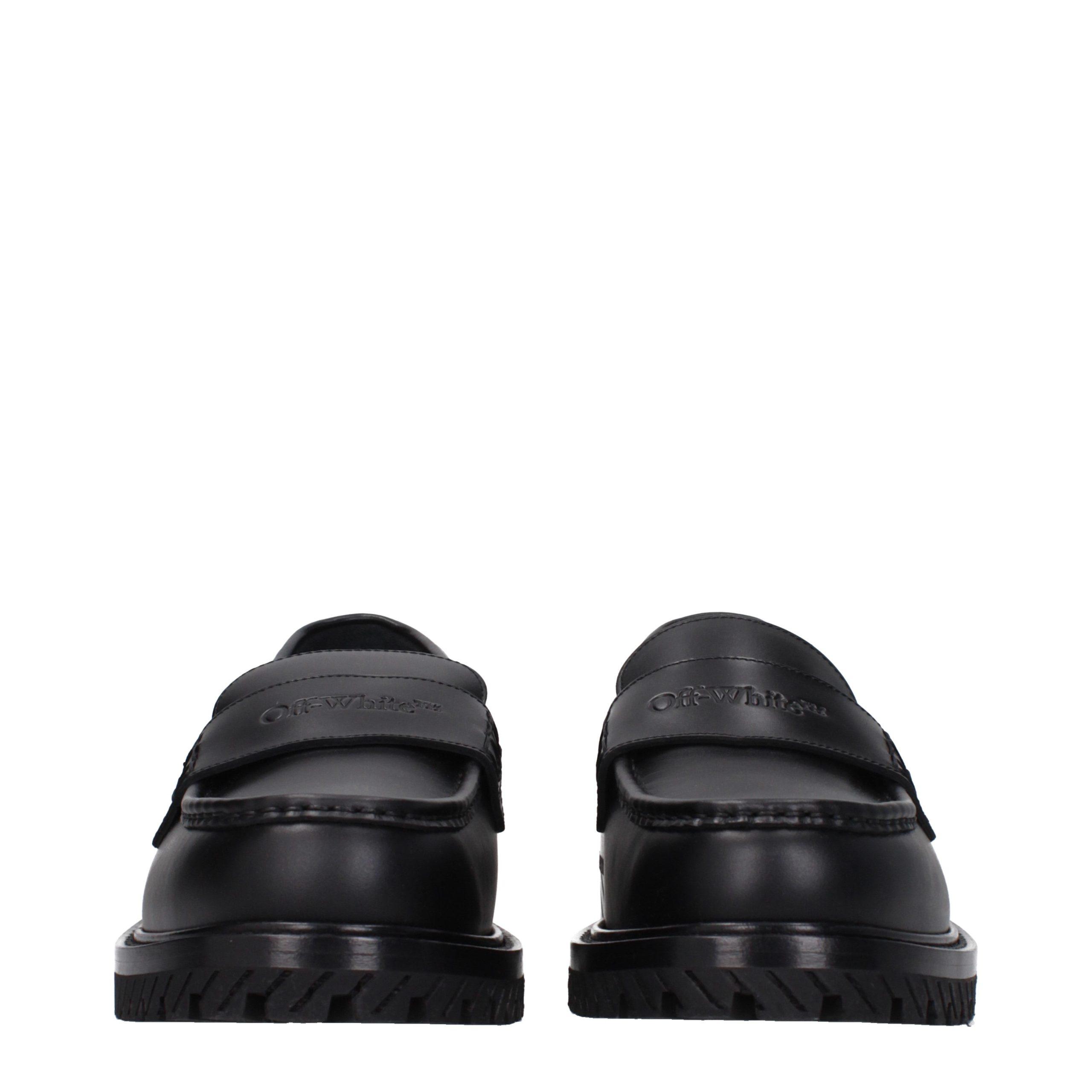 Off-White c/o Virgil Abloh Leather Slip-On Loafers in Black  display picture 1