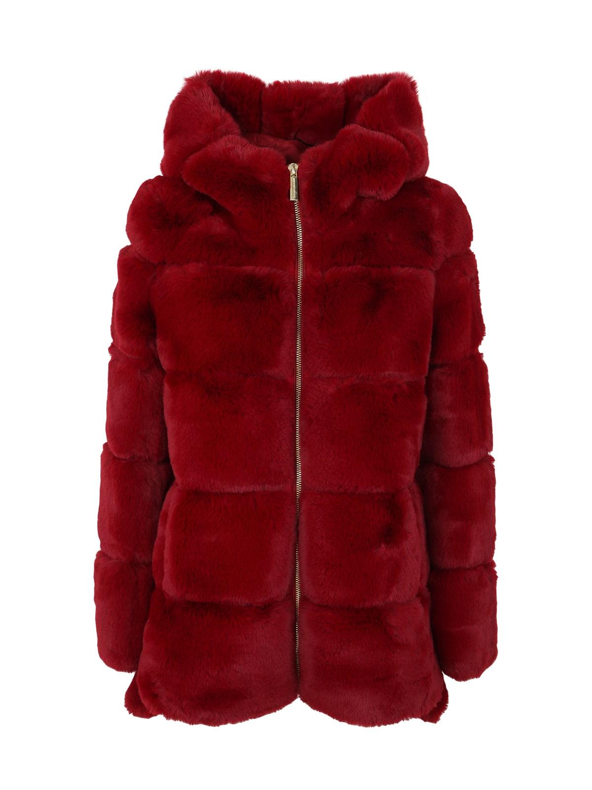 Michael Kors Faux Fur Zip Front Jacket in Red | Lyst