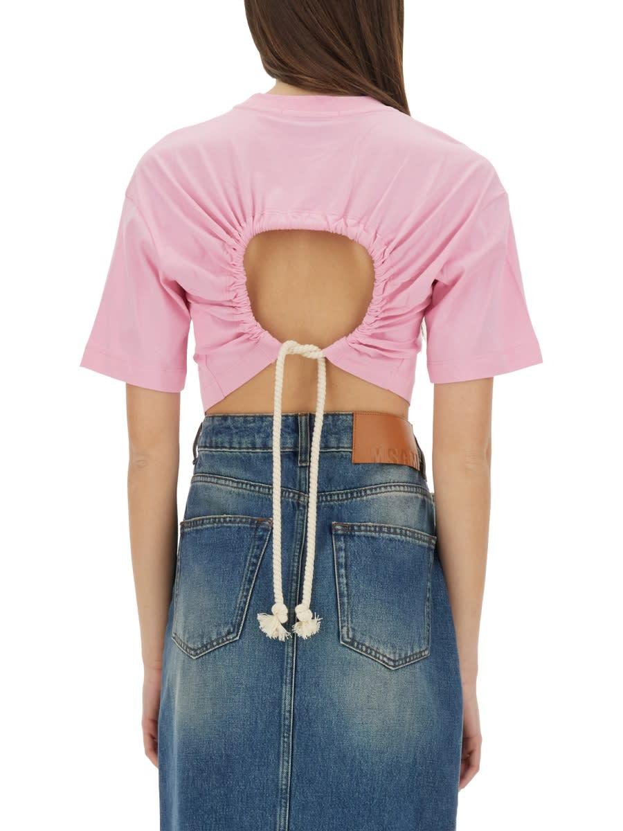 MSGM Cropped Tshirt in Pink | Lyst