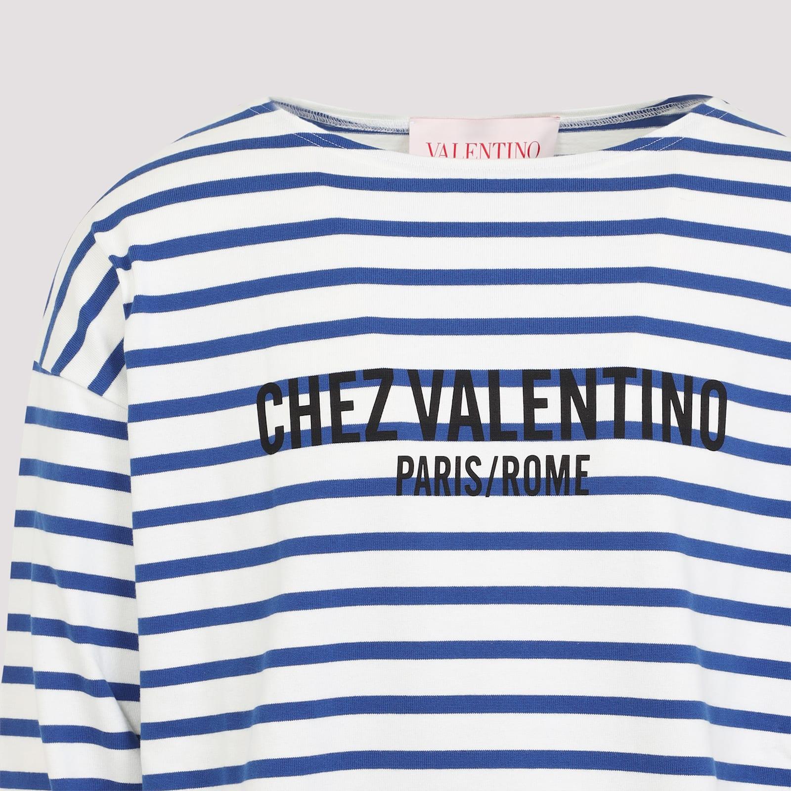 Tシャツ・カットソー Valentino Garavani Long-Sleeve T-Shirt In Striped Cotton Valentino Garavani Long Sleeve Cotton T-shirt With Striped
