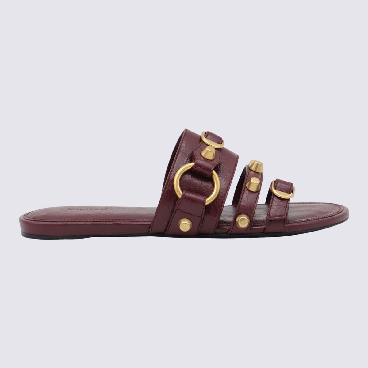 サンダル・ミュール BALENCIAGA Balenciaga Flat shoes Bordeaux BALENCIAGA Cagole Studded Buckled Mules Heel Sandals Shoes