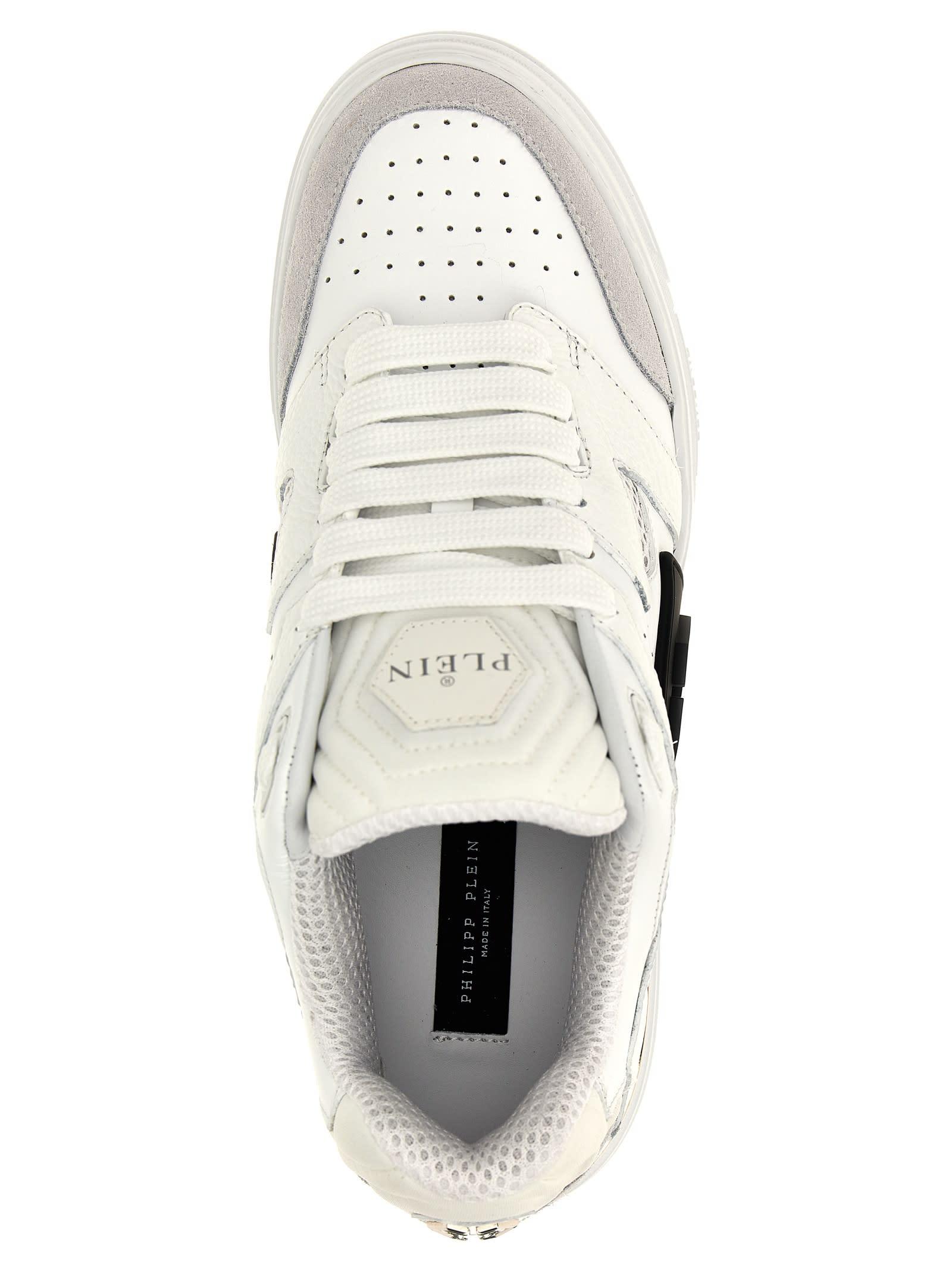 Philipp Plein Mix Leather Low Top Sneakers in White for Men | Lyst