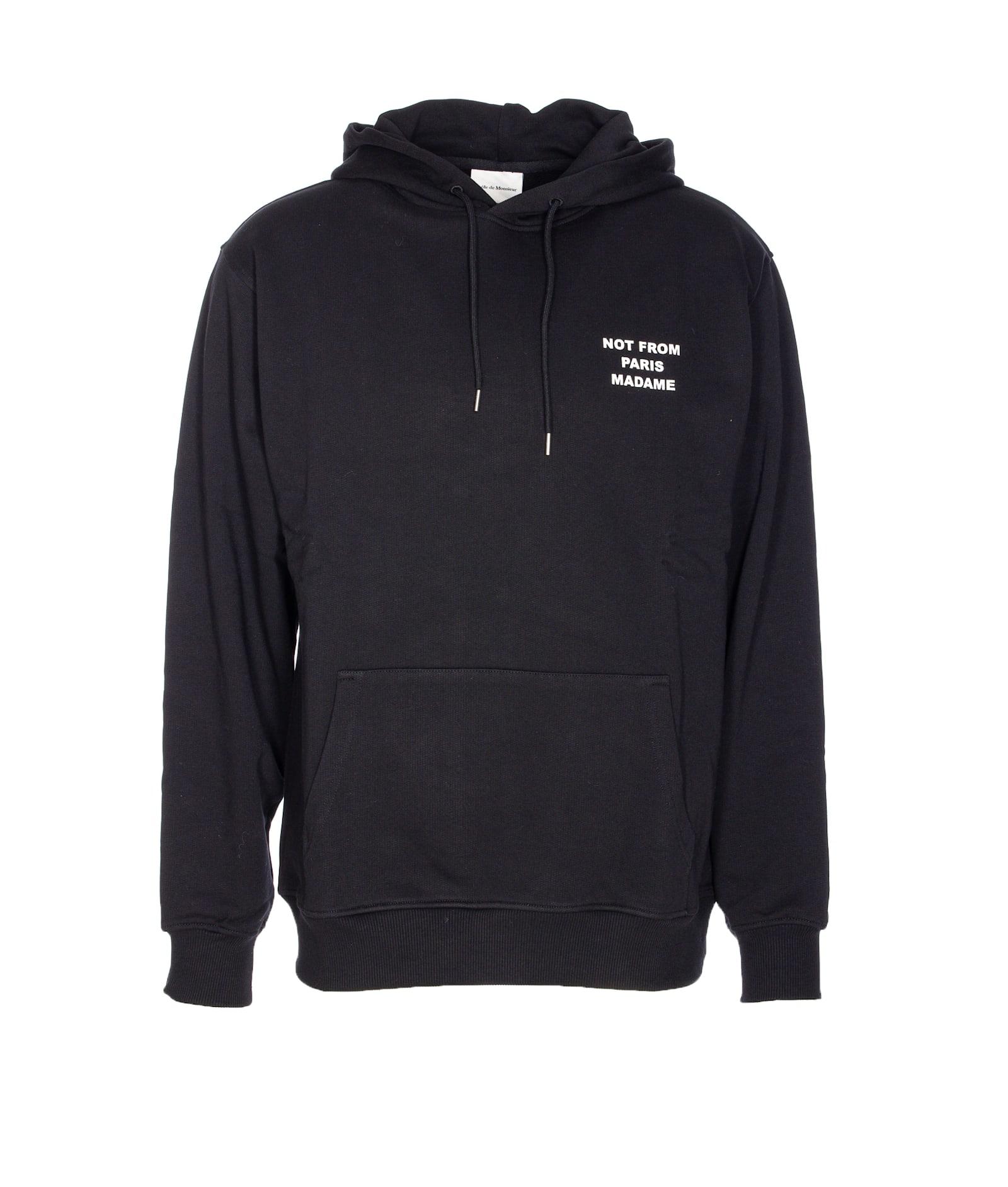 パーカー・フーディ DROLE DE MONSIEUR Black Hoodie with Logo in Cotton Man Black Cotton Classic Hoodie