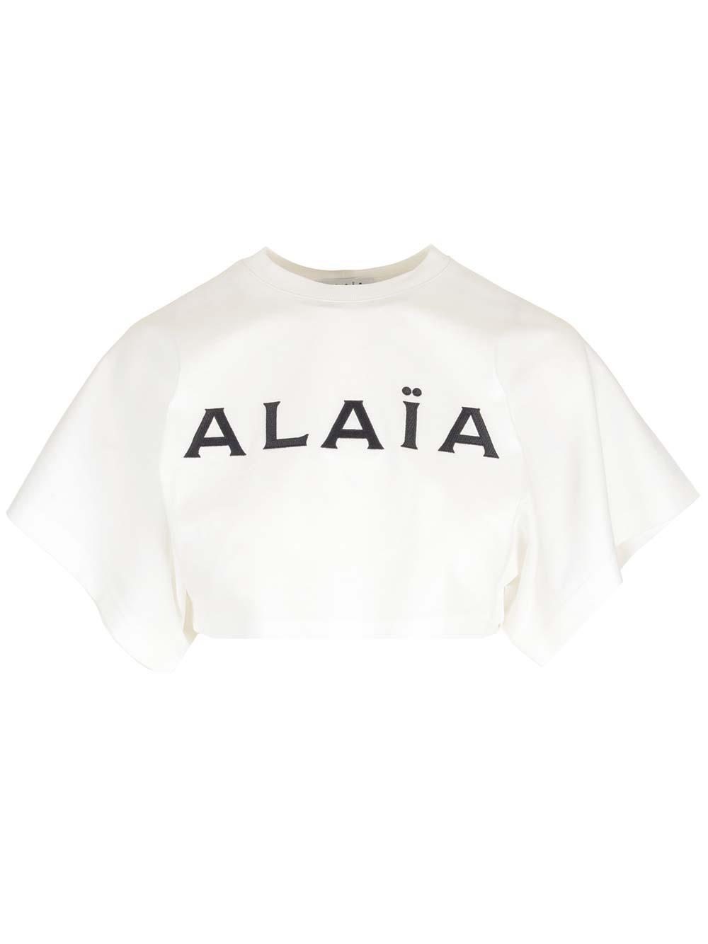 ALAÏA Massai Short Sleeve Top in Brown
