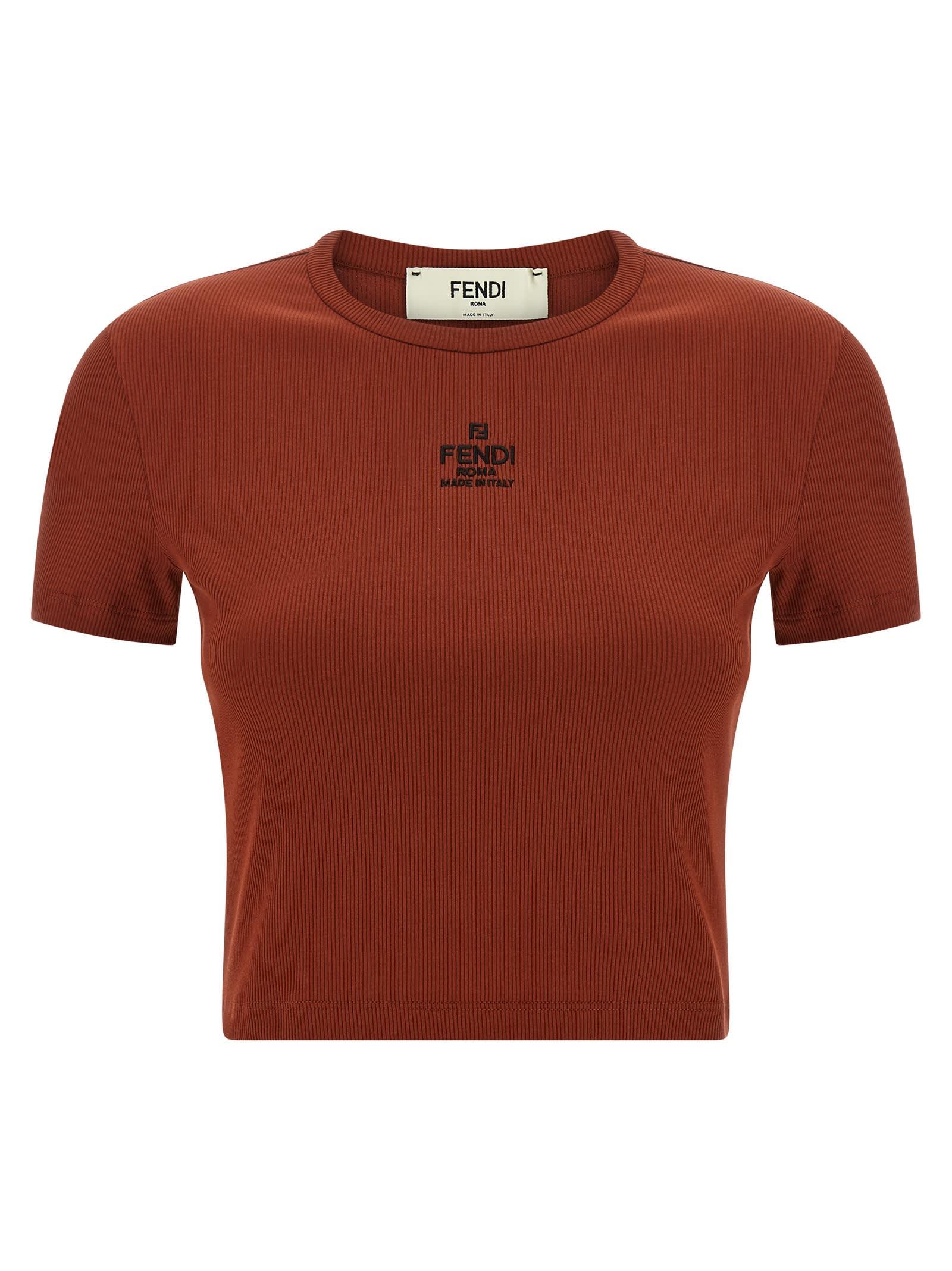 Fendi Logo Embroidery Top in Red Lyst UK