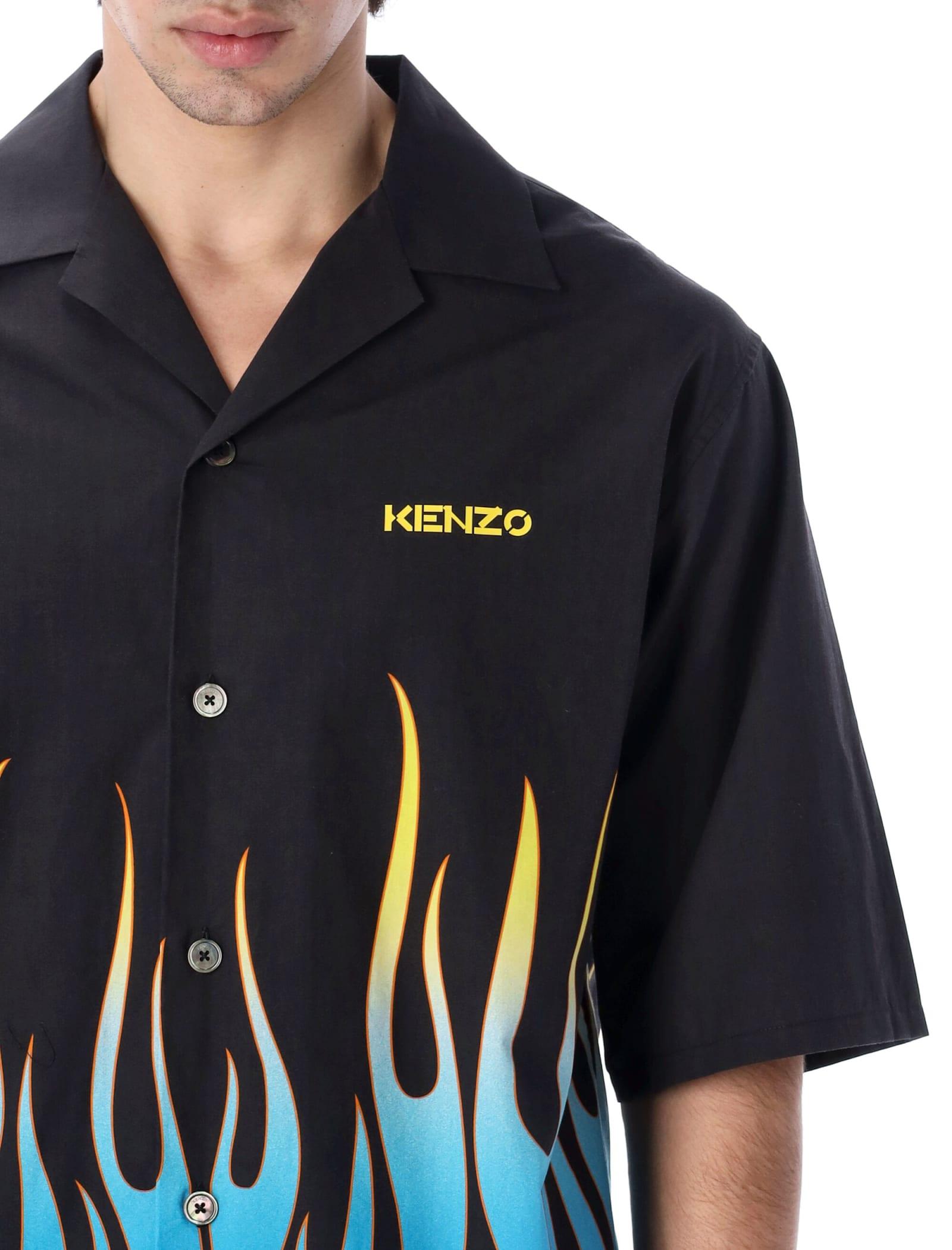 KENZO Cotton Flames Bowling Shirt in 