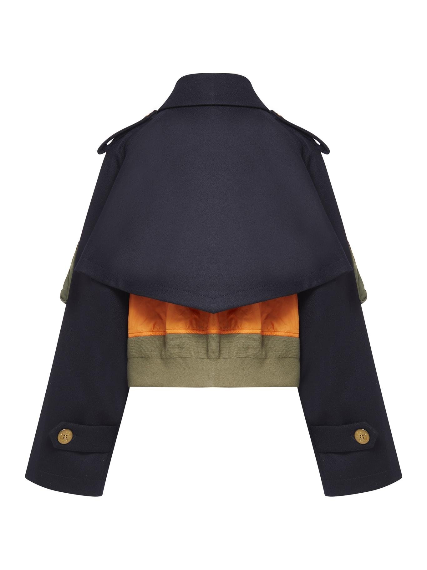 Sacai Wool Melton Mix Blouson in Blue | Lyst