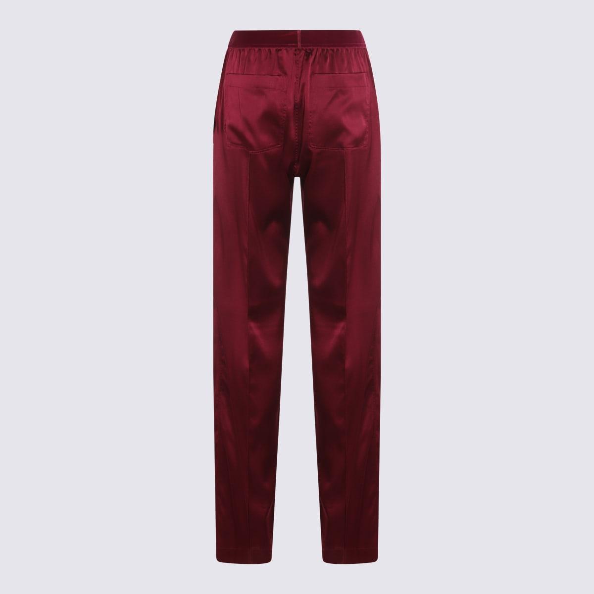 【関税＆送料込み】Tom Ford Dark Red Silk Pants TOM FORD Silk and wool-blend twill straight-leg pants | NET