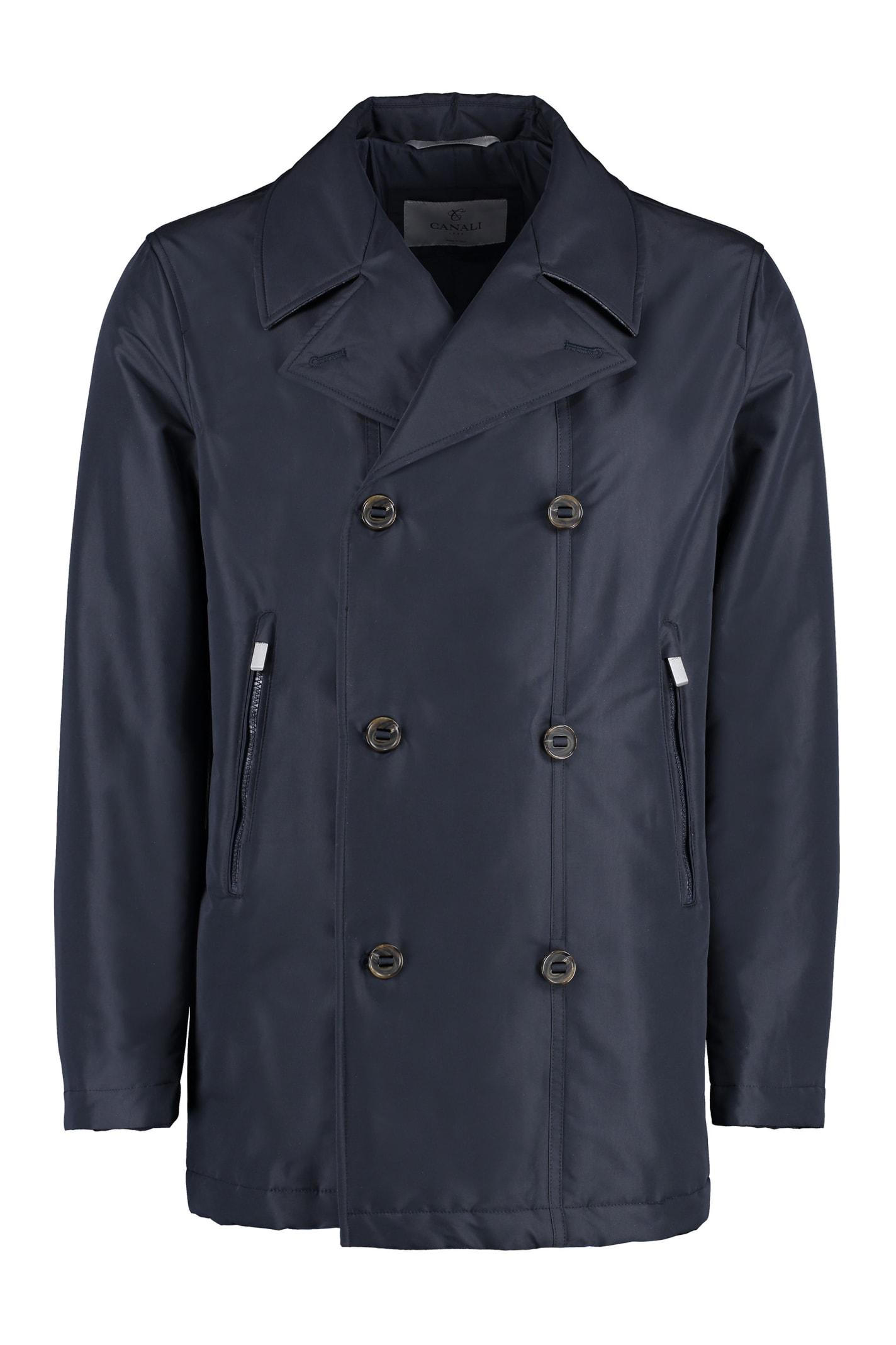 Canali Padded Doublebreast Peacoat in Blue for Men Lyst