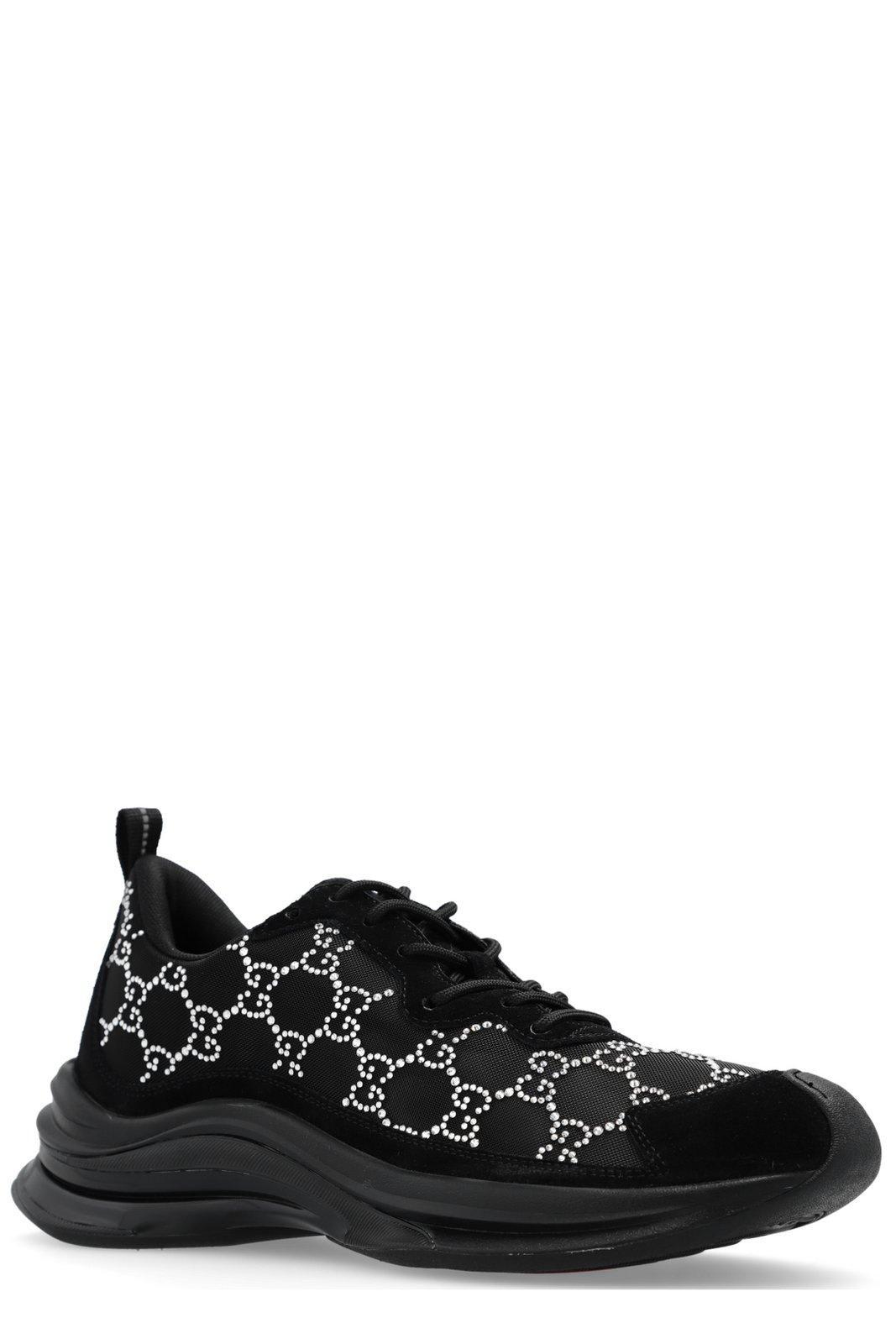 スニーカー Black Mesh Runners with Crystals Black Gucci Mesh Runners Tela with Crystals - Runway Catalog