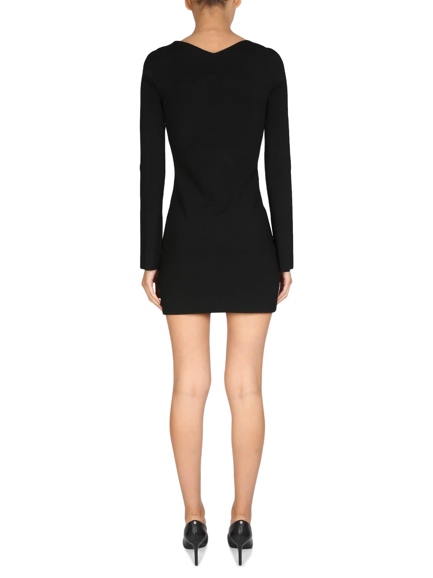 Helmut Lang slit-detail rib-knit mini dress - Black