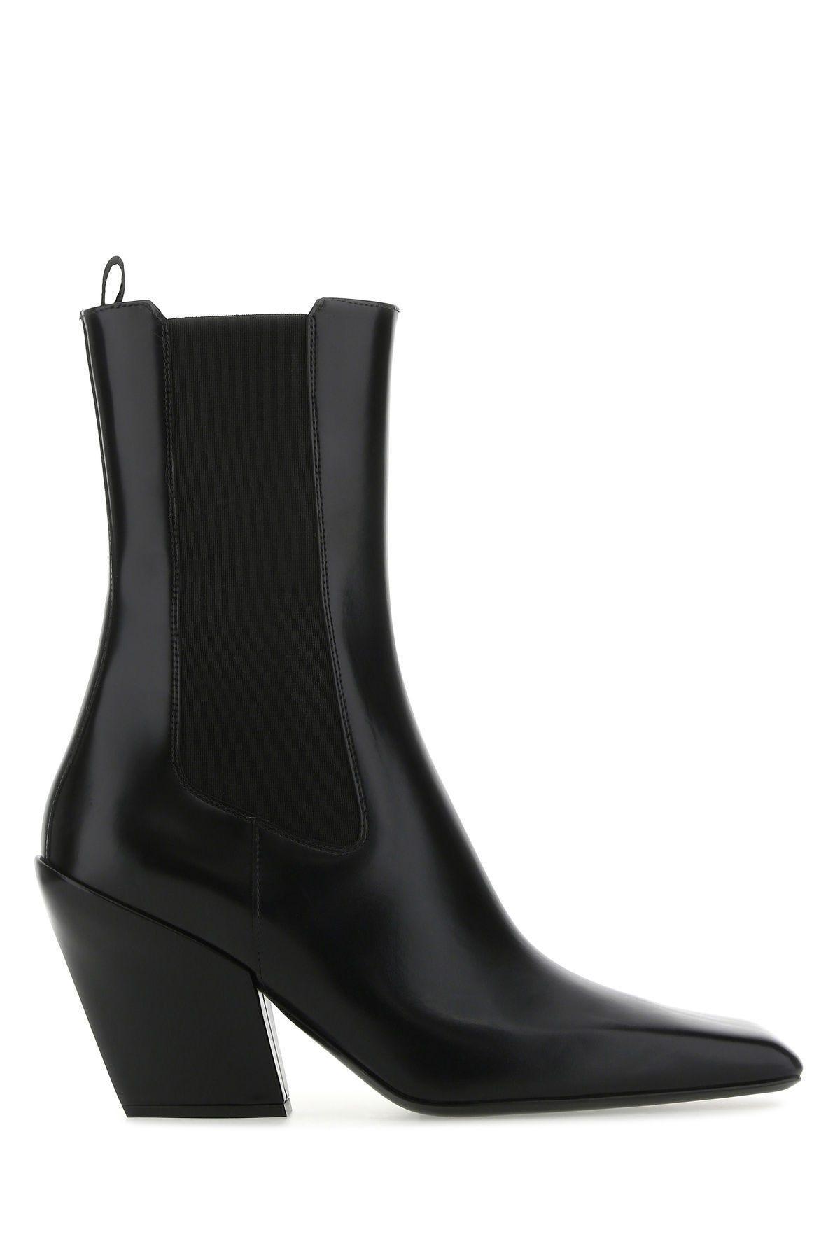 Prada Black Leather Ankle Boots | Lyst