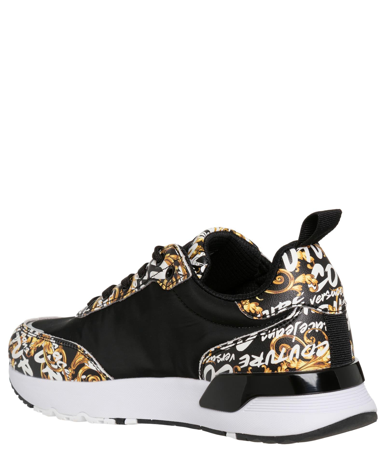 Versace Jeans Couture Dynamic Logo Brush Couture Leather Sneakers in Black  | Lyst