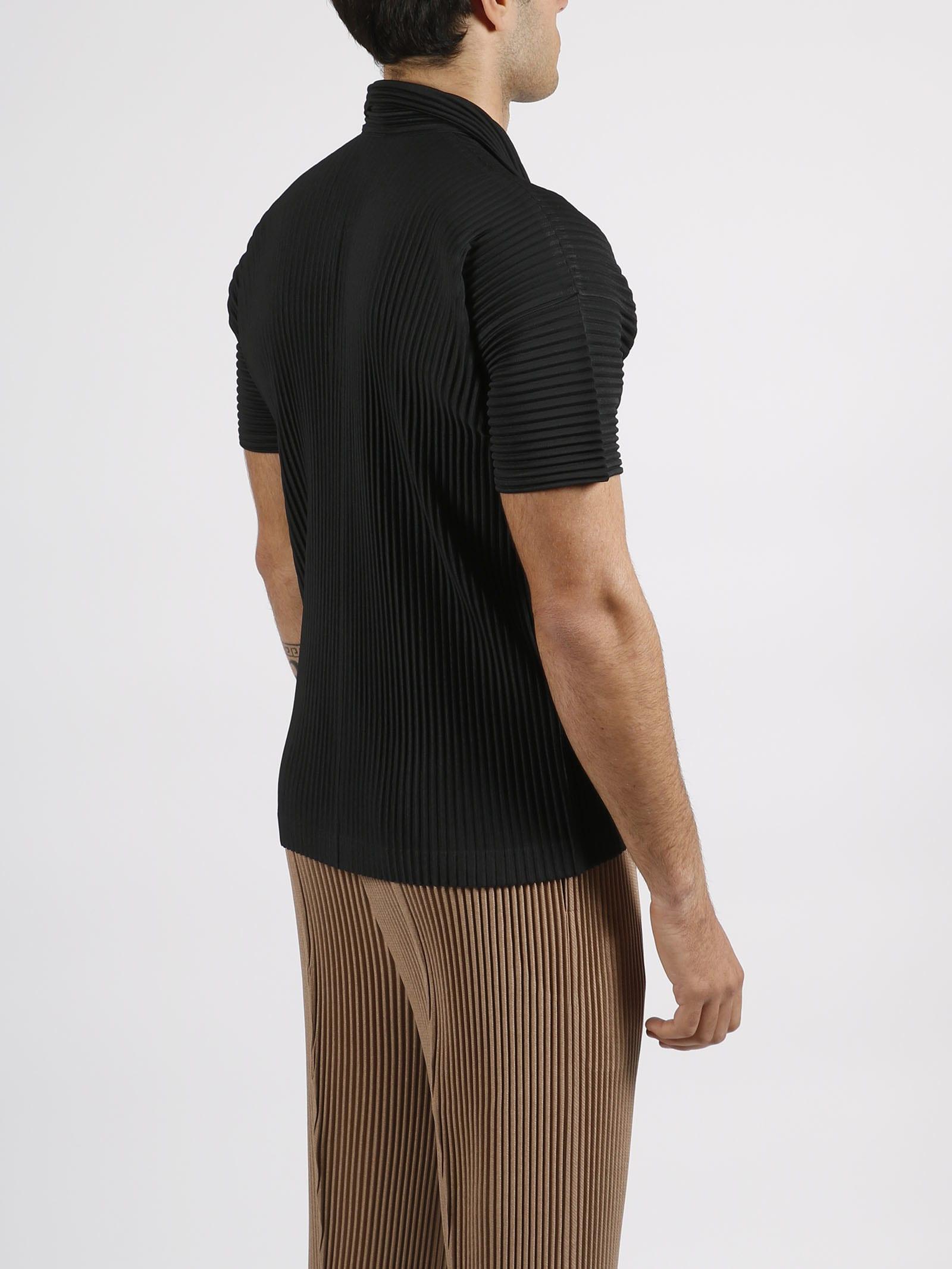 Homme Plissé Issey Miyake Synthetic Pleated Polo in Black for Men 