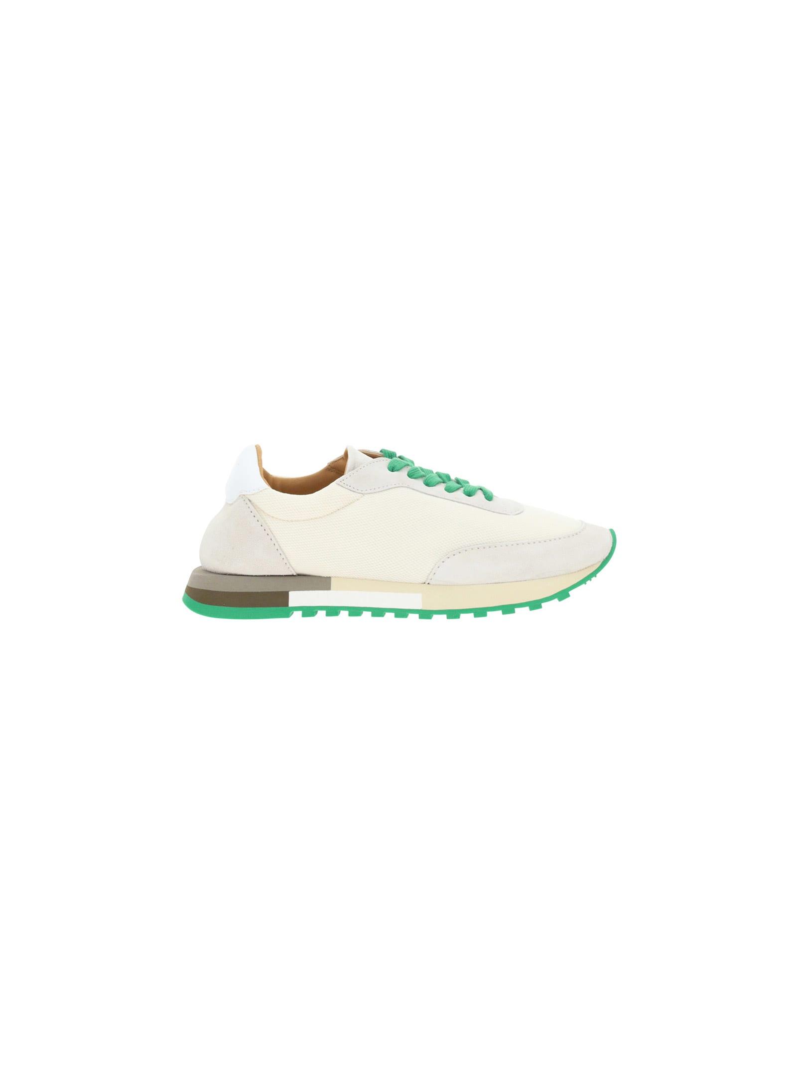 The Row Leather Owen Runner Sneakers in Ivory/Green (White) | Lyst
