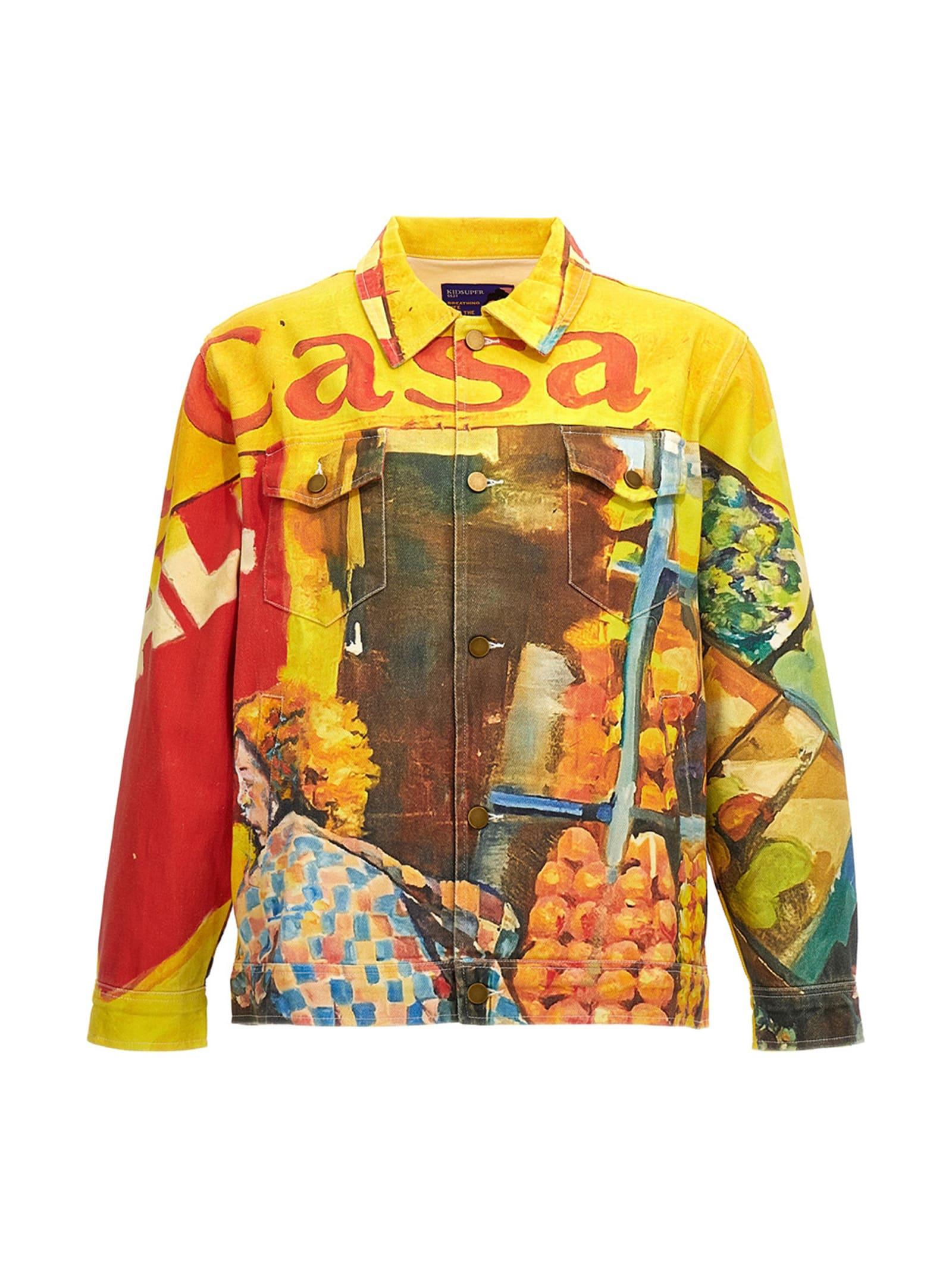 KidSuper graphic print hooded puffer jacket - Yellow