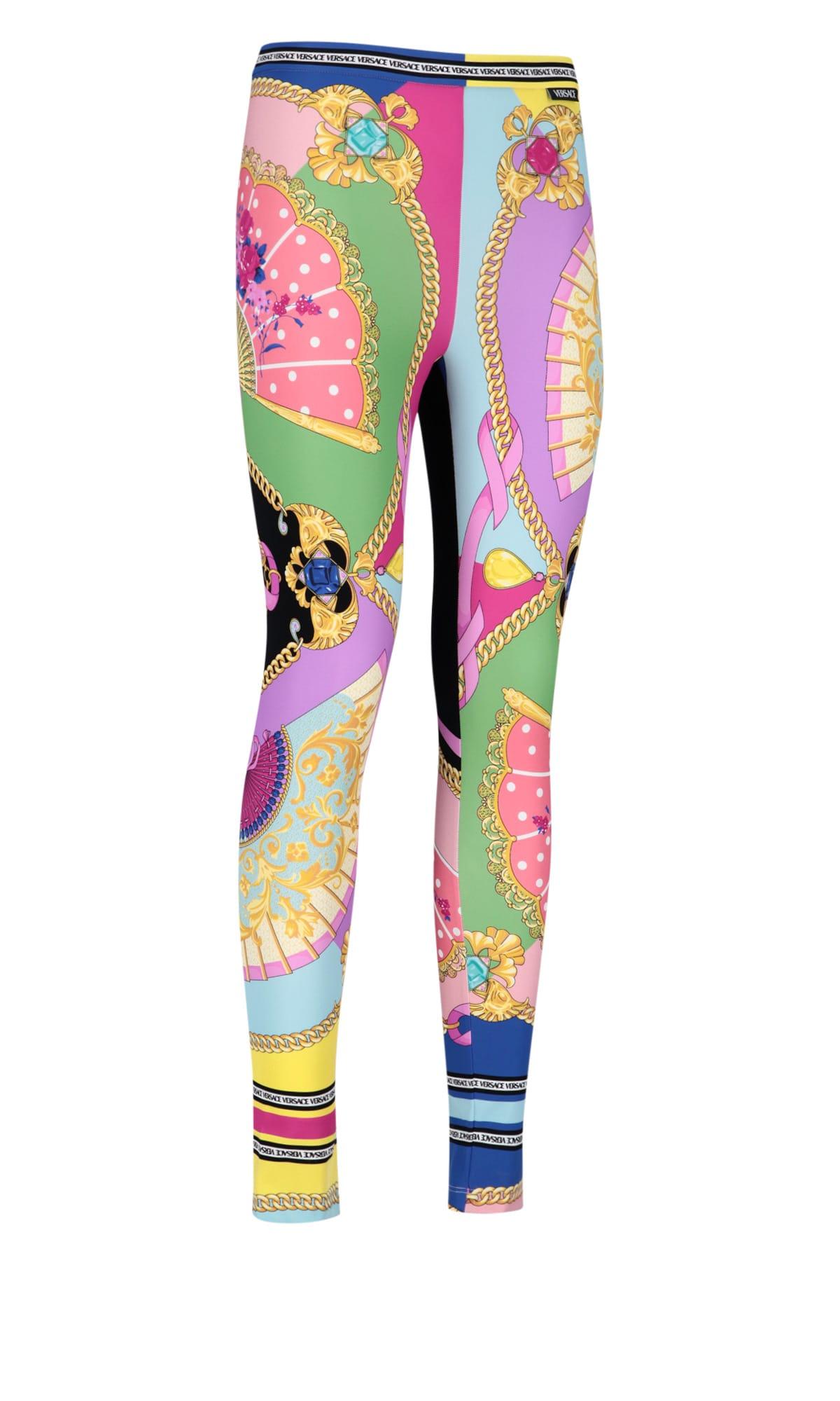 Versace 'i Ventagli' Print Leggings | Lyst