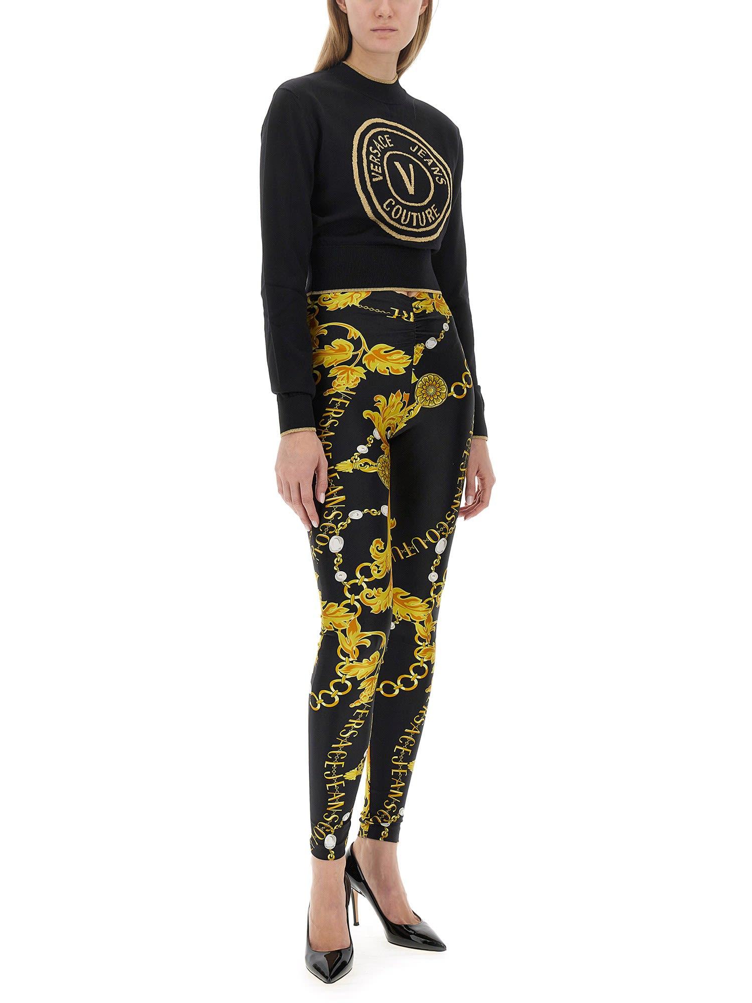 Versace Jeans Couture LEGGINGS With Ruffles And Print in Yellow