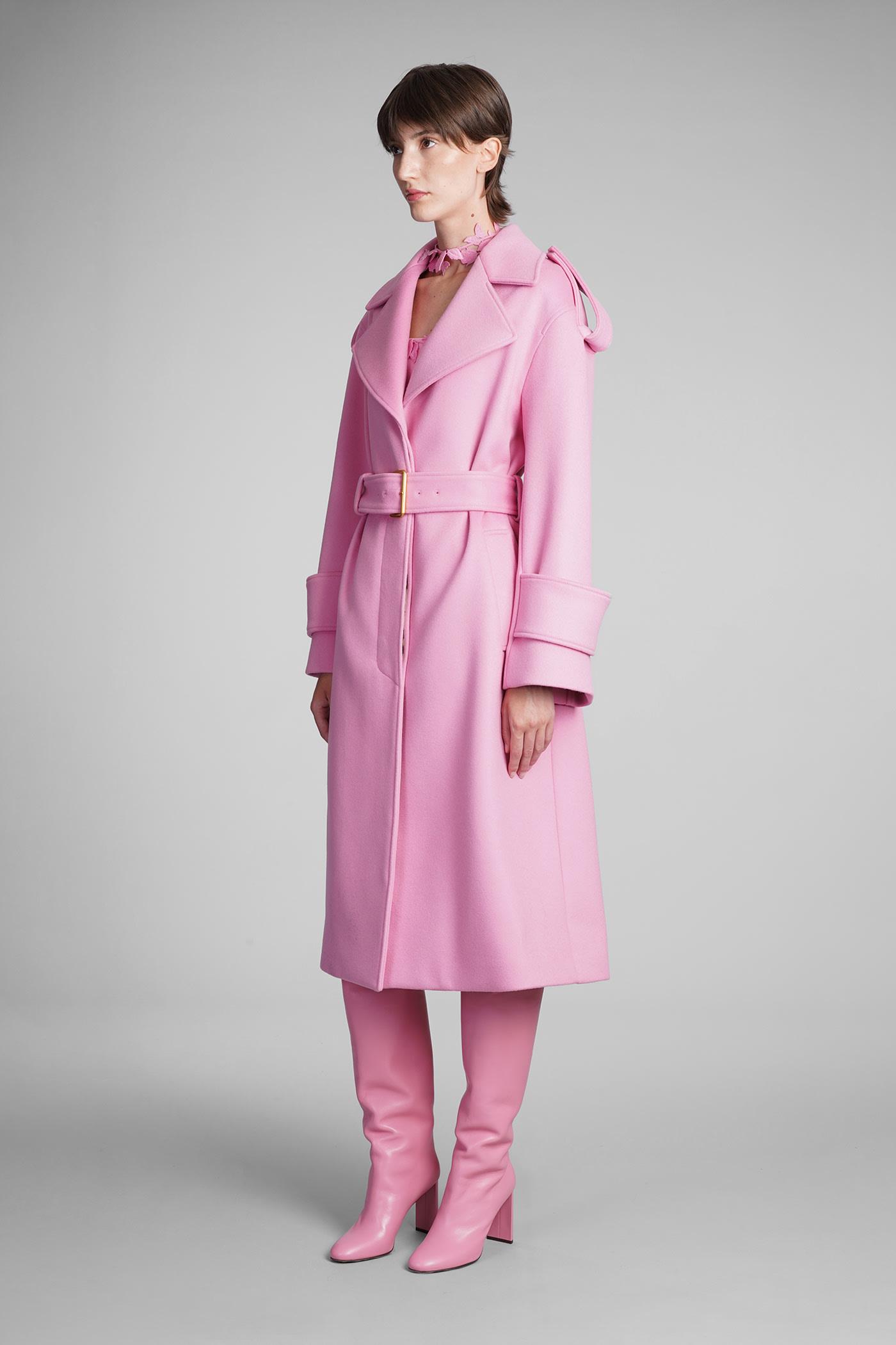 Blumarine Coat In Rose-pink Wool | Lyst